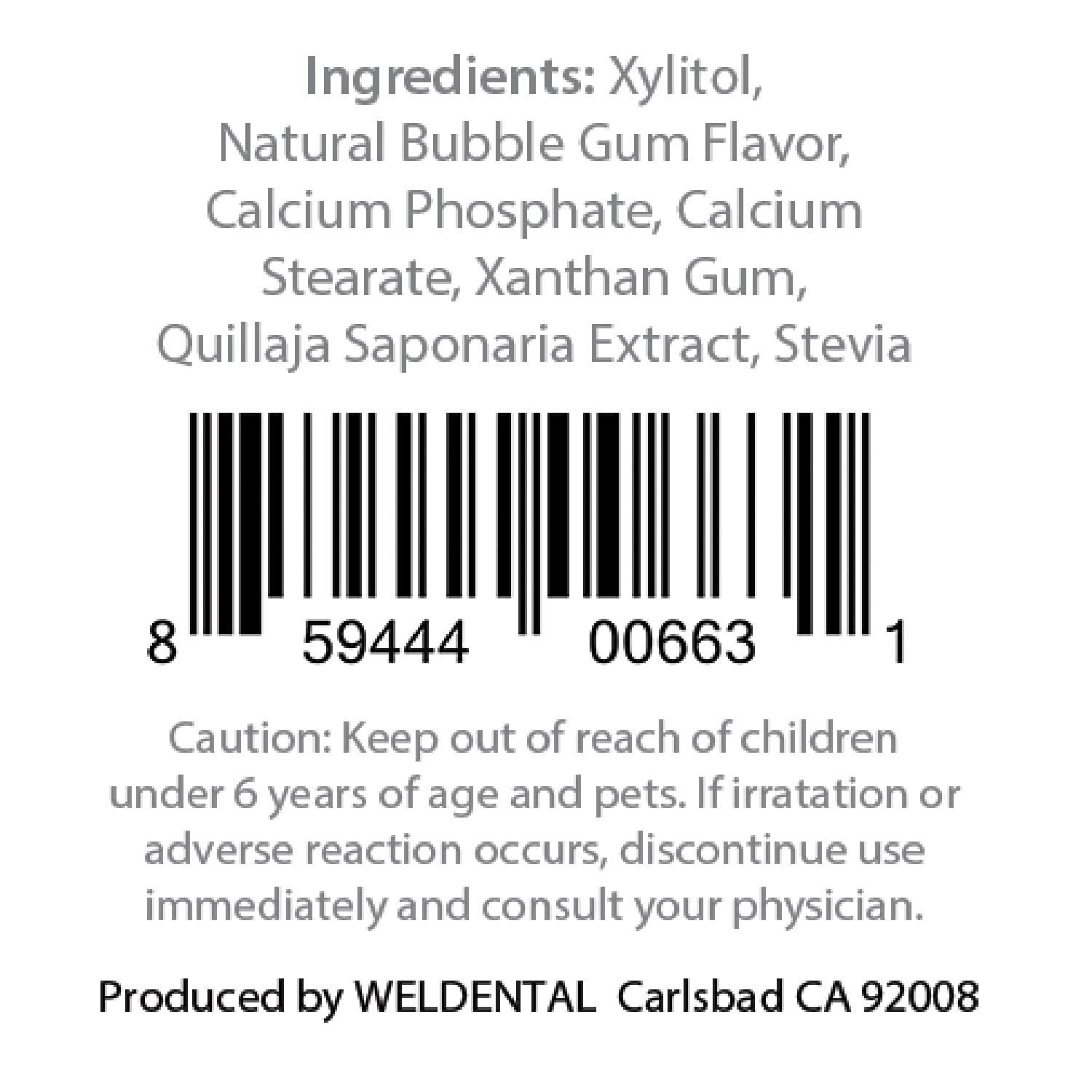 WELdental WELdental Toothpaste Tablets, CHEWTAB with Xylitol, Zero Waste Packaging, Eco Friendly by WELDENTAL (Bubble Gum, 60 Tabs)
