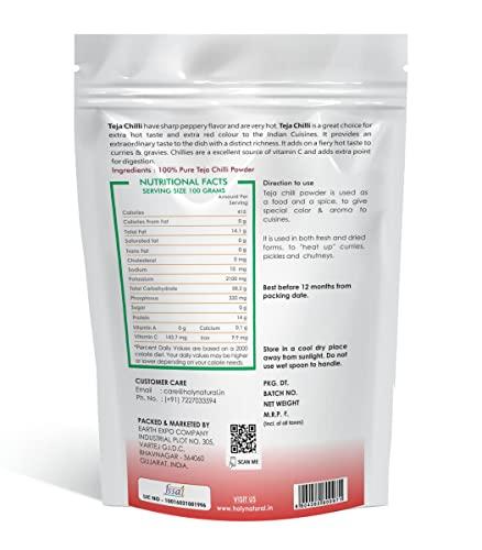 Holy Natural - The Wonder of World Holy Natural Teja Chilli Powder (250 gm), (Lal Mirch), Hot & Spice, Spice & Mild Chilli Powder, Make in Spices Sabji, Dal Tadka, Panjabi & Tandoori Dishes, Delicious &Tasty.