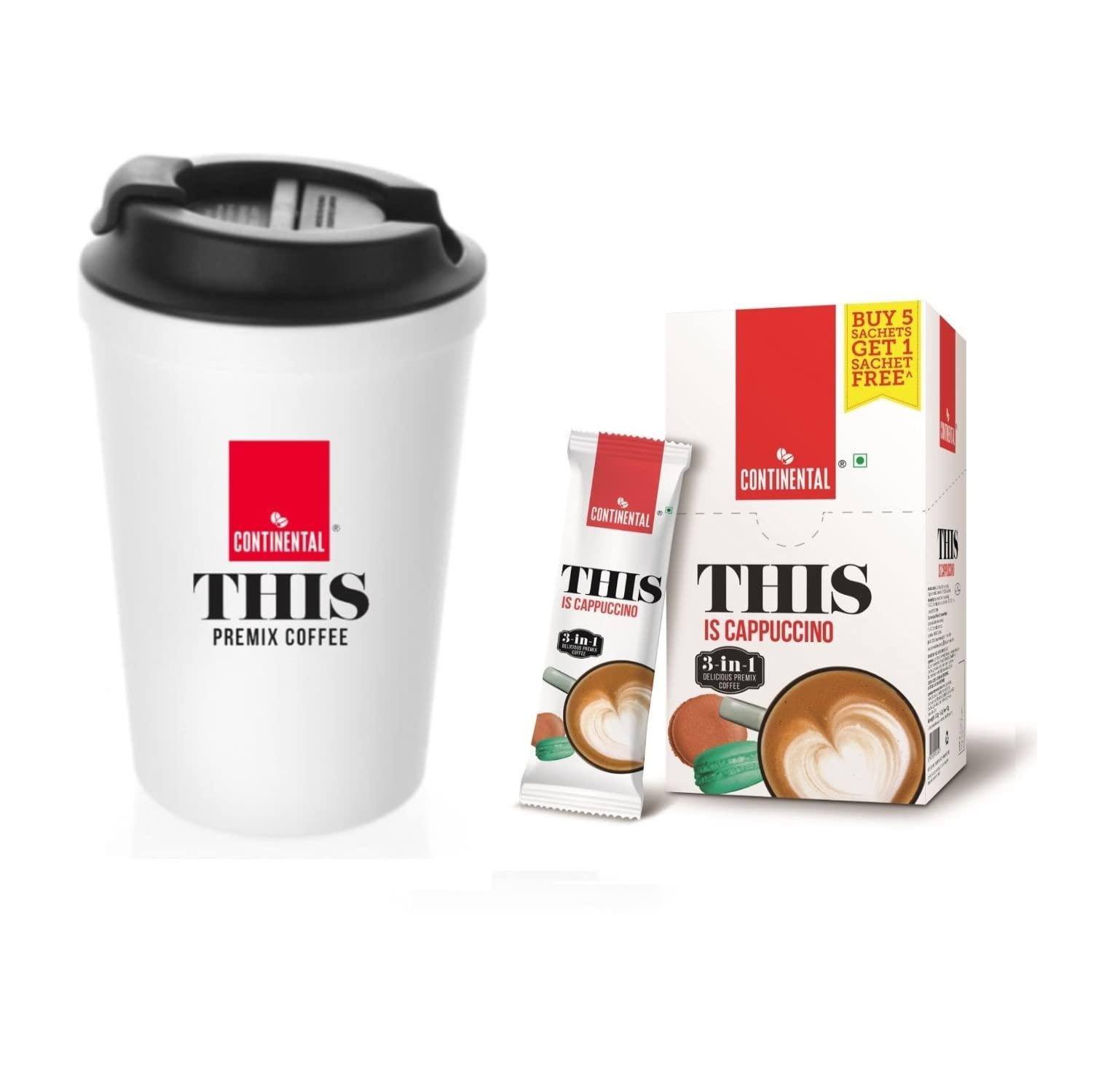 Continental This Continental This Suction Mug | Spill-Proof | Travel Friendly | Free Cappuccino (Box of 6 Sachets)