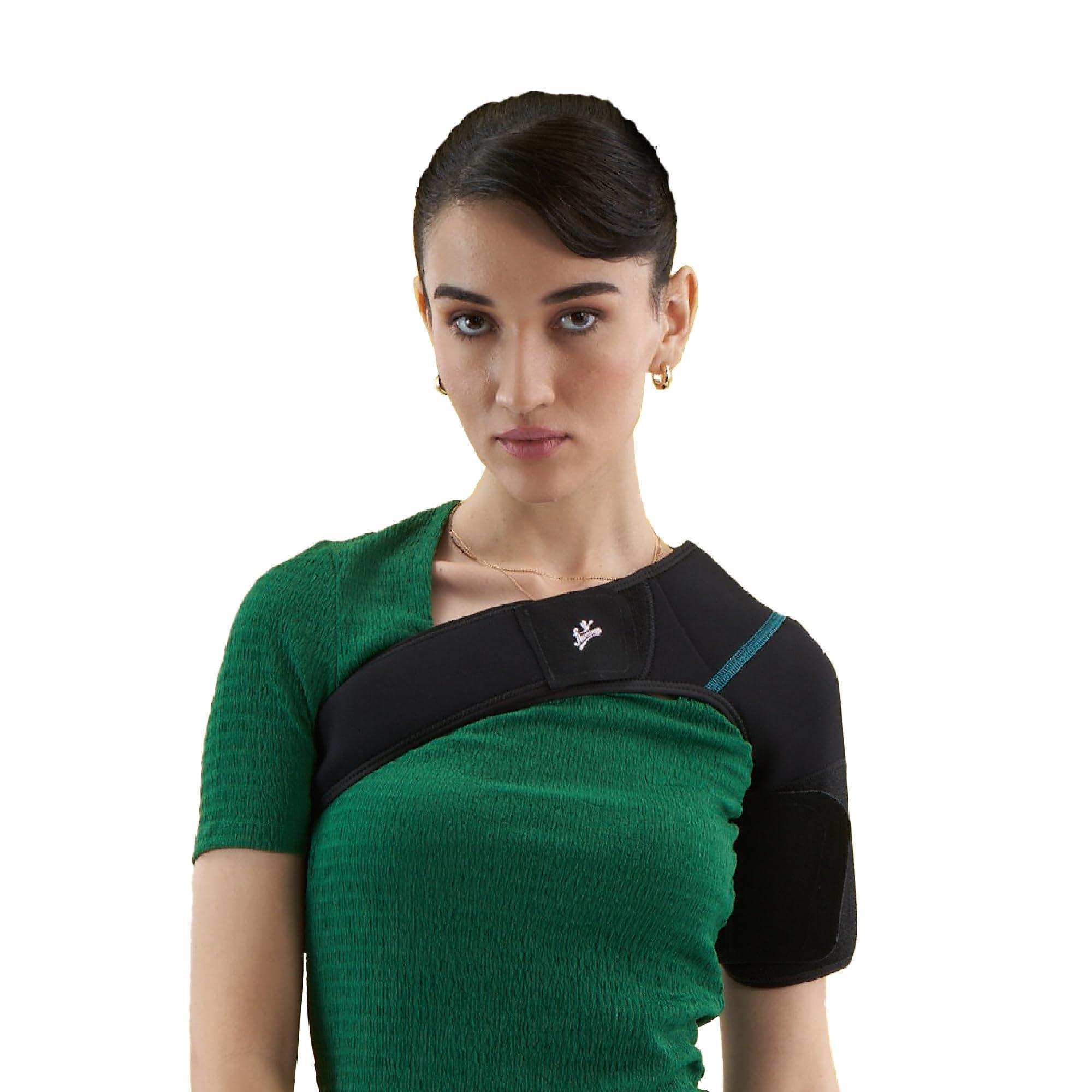 Flamingo Flamingo Shoulder Support With Adjustable Stretch Strap Wrap Belt | Suitable To Rotator Cuff, Dislocated AC Joint, Shoulder Pad, Shoulder Pain| Black | X-Large