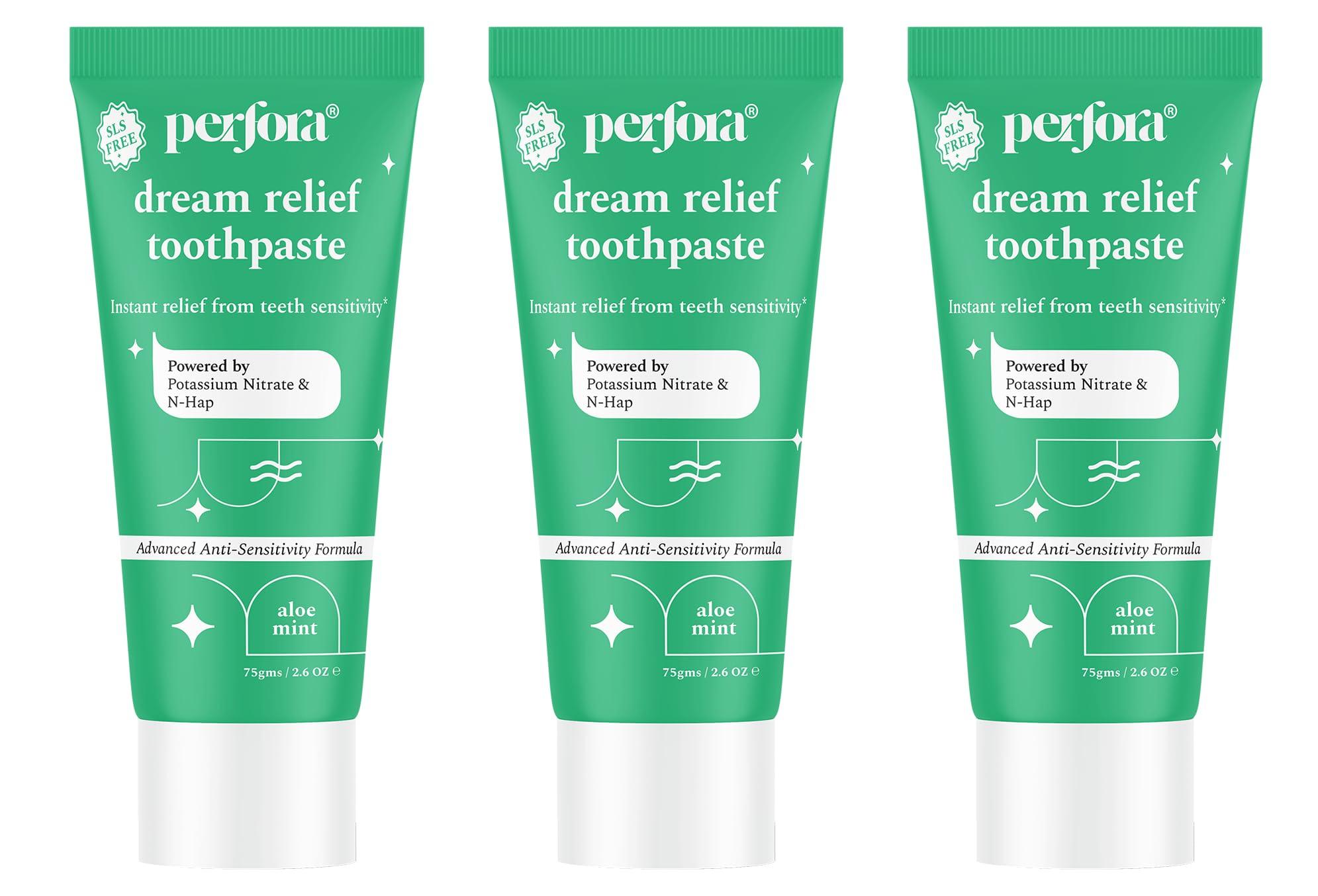 Perfora Perfora Dream Sensitive Toothpaste - 75 grams (Pack of 3) | Instant Sensitivity Relief for Kids & Adults | SLS Free & No Artificial Sweeteners | Made Safe Certified | Vegan Friendly Gel Toothpaste