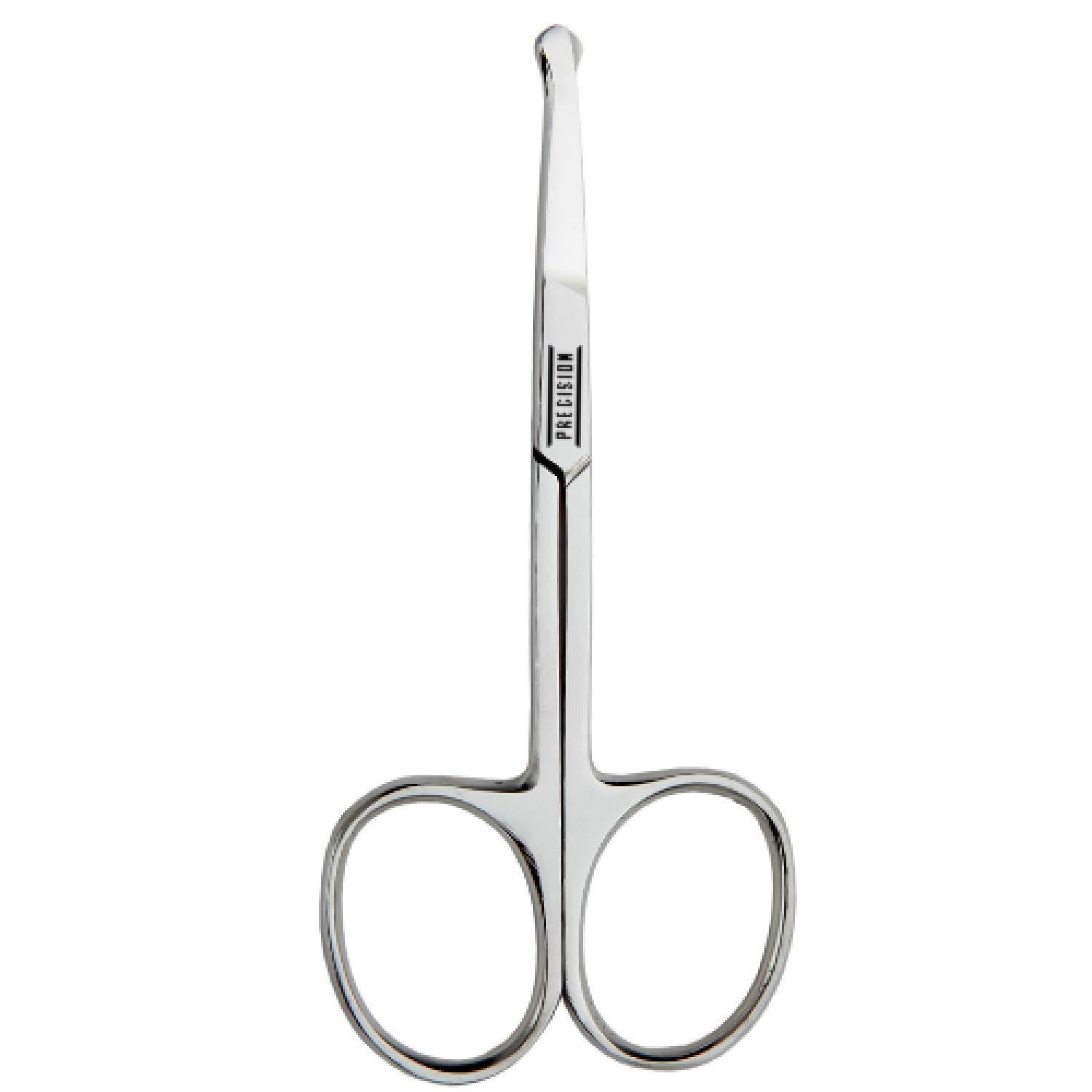 Precision+Personal+Care 3.5 , Mirrored : Precision 3.5" Rounded Nose Hair Trimmer Safety Scissors - Round Tip for Ear, Eyebrow, Beard & Mustache Trimming