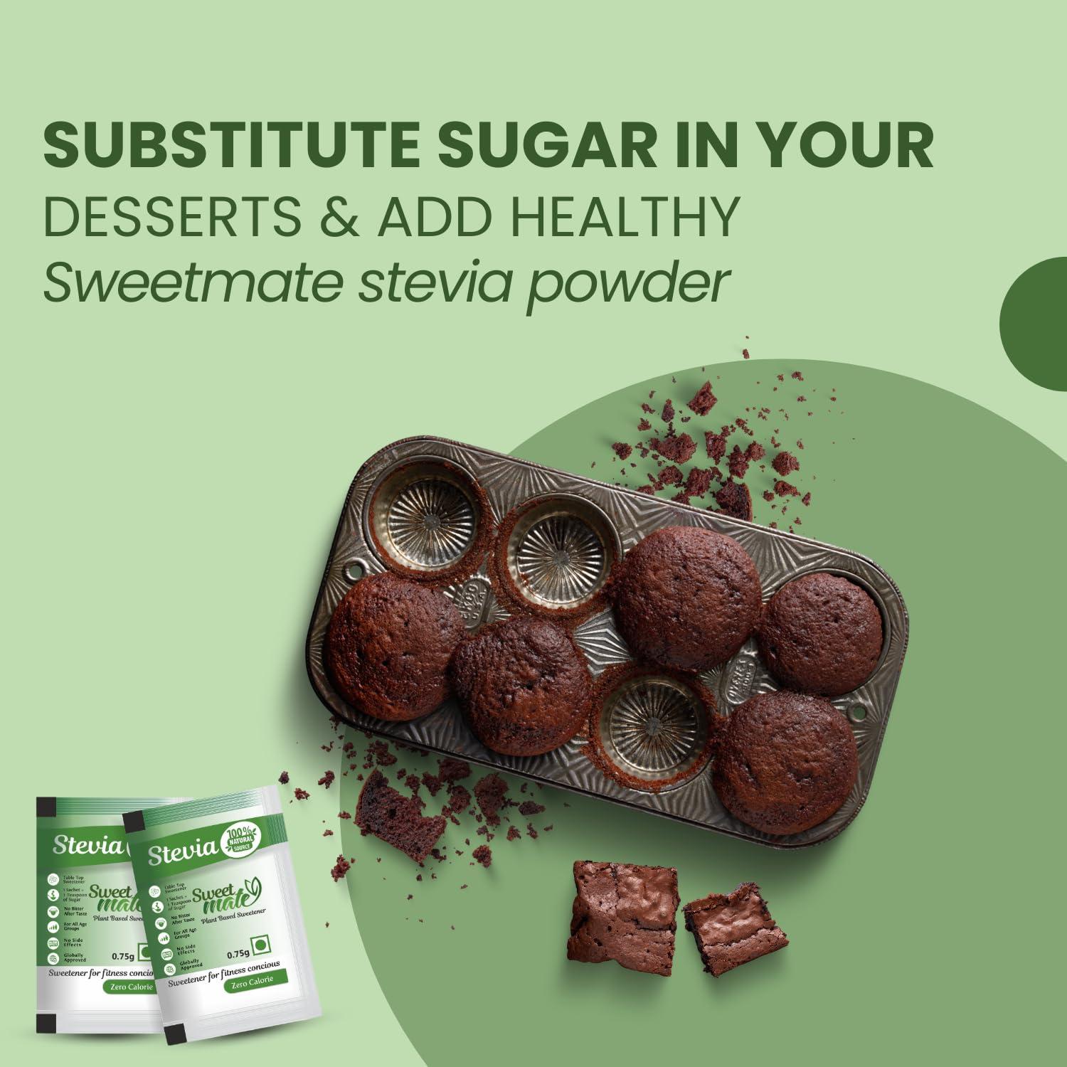 Sweetmate Sweetmate Stevia Sachets (100 Sachet x Pack 4) - 400 Servings | 100% Sugar Free, Natural, Diabetic Friendly | Plant-Based Natural Sweetener Powder, Zero Calories | Vegan & Keto Friendly Stevia Powder