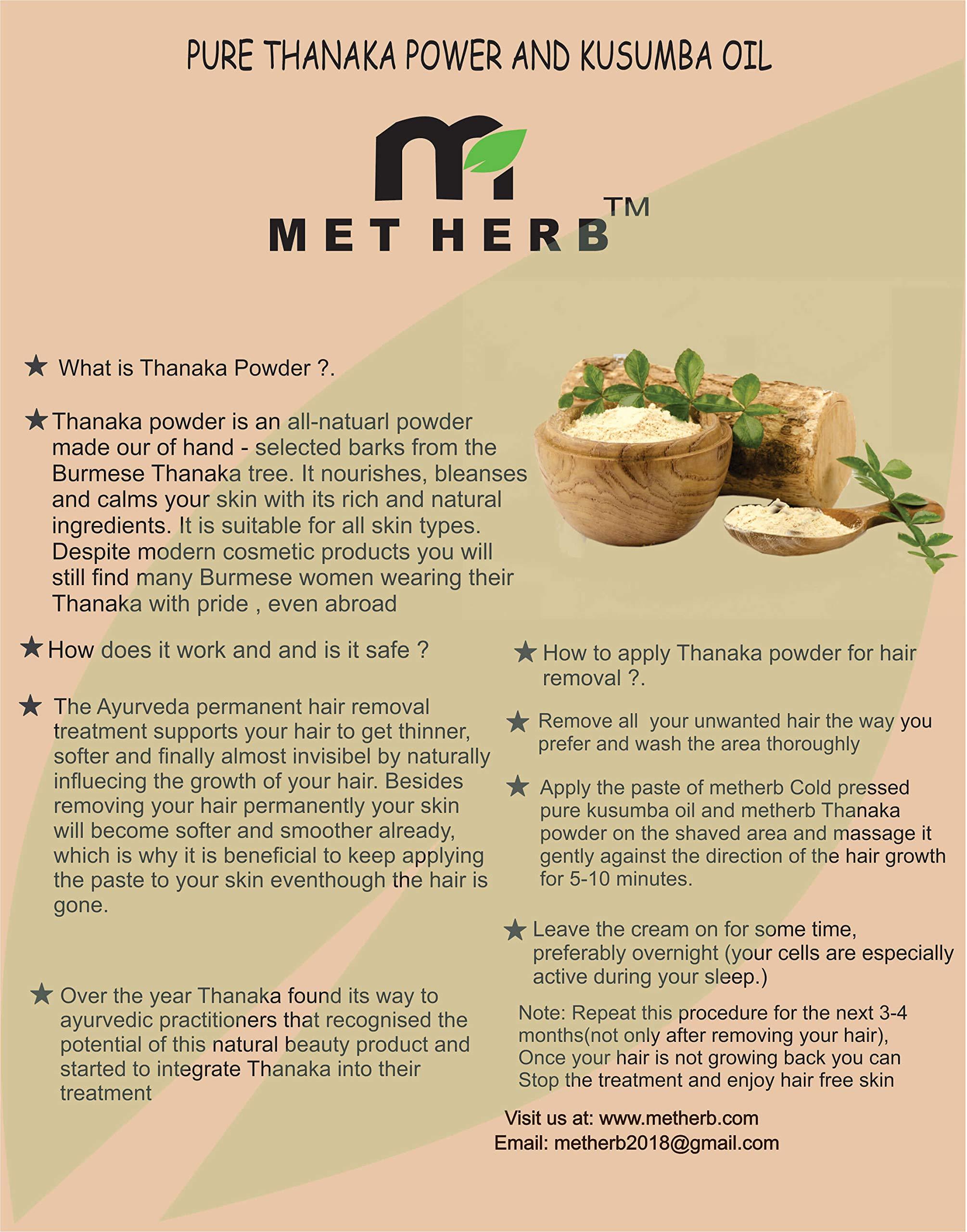 metherb 100% Pure & Natural Thanaka Powder for Permanent hair removal