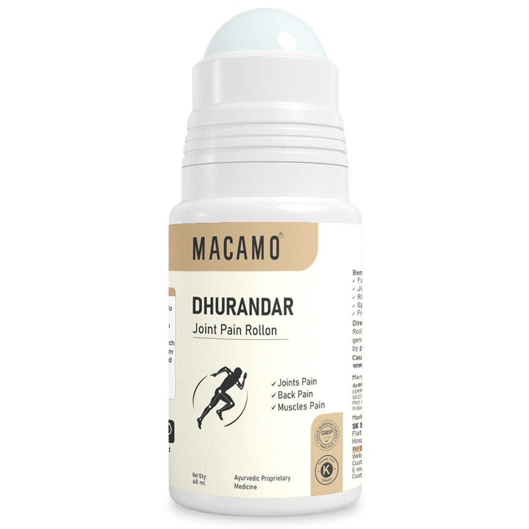 MACAMO MACAMO Ayurvedic Instant Knee Pain Relief Roll On for Men and Women, Joints, Muscles, Body and Back Pain Relief Products, 60ml Pack