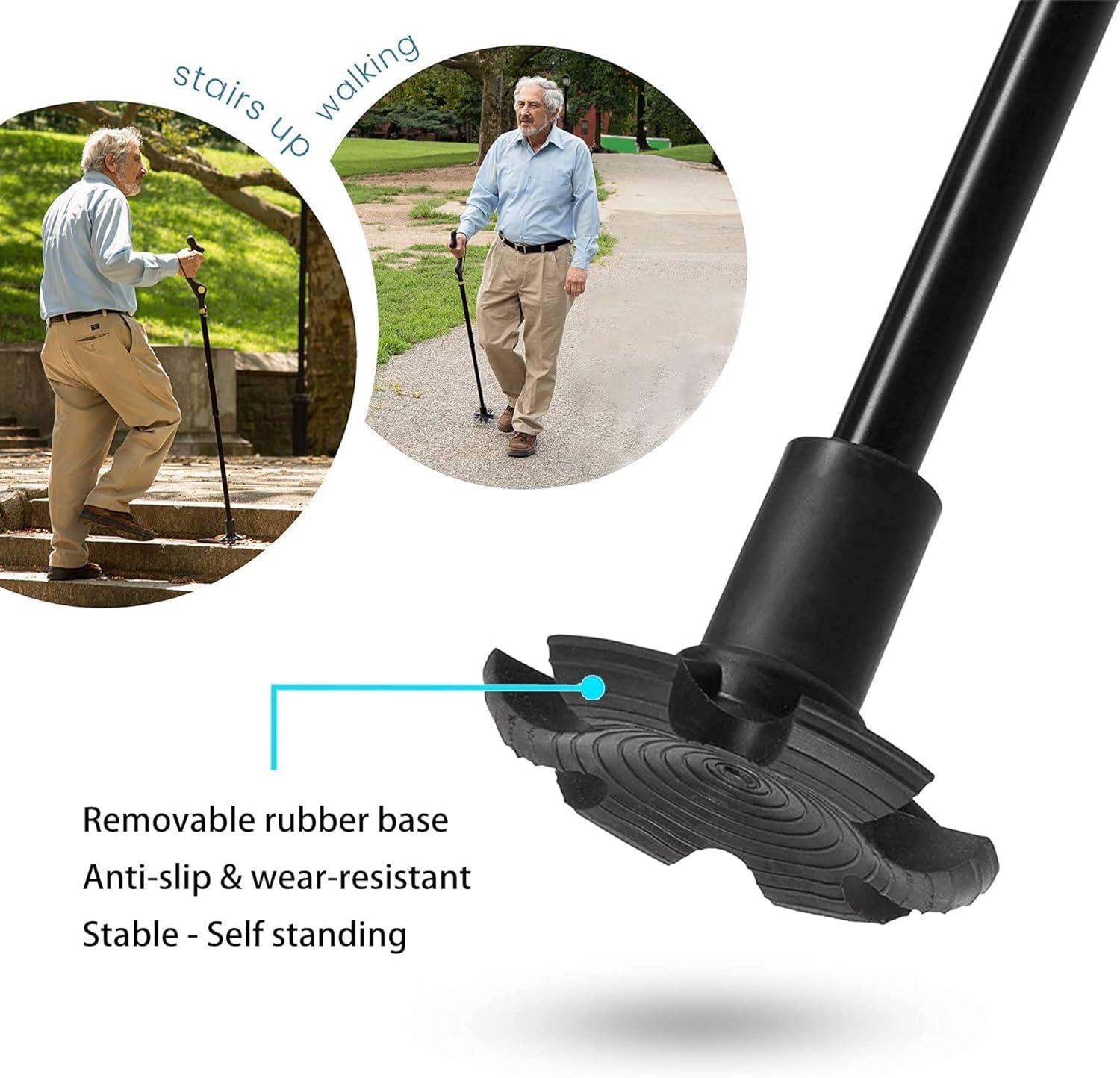 FALONG FALONG Folding Walking Stick Elderly Crutches Posture Walking Cane Walking Sticks for Men Women Portable Safety Lightweight Adjustable Height Self-Stand 360 Deg Traction Non Slip Crutch