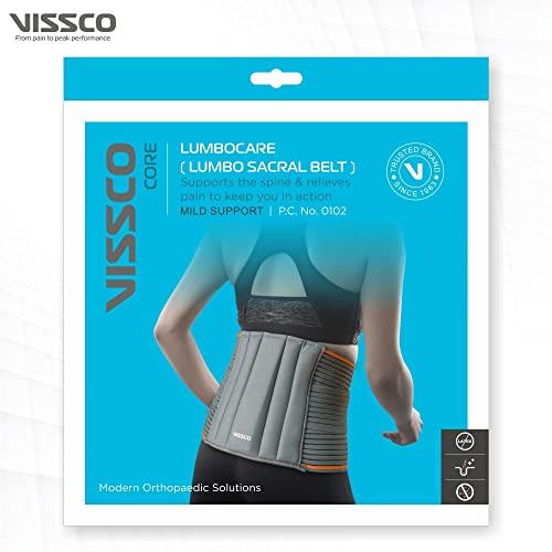 Vissco Vissco Lumbocare (Lumbo Sacral Belt), Back Support Belt for the Spine & Relieves Pain, Lower Back Brace Support, Back Pain Relief, Can be used for Slip disc - Large (Grey)