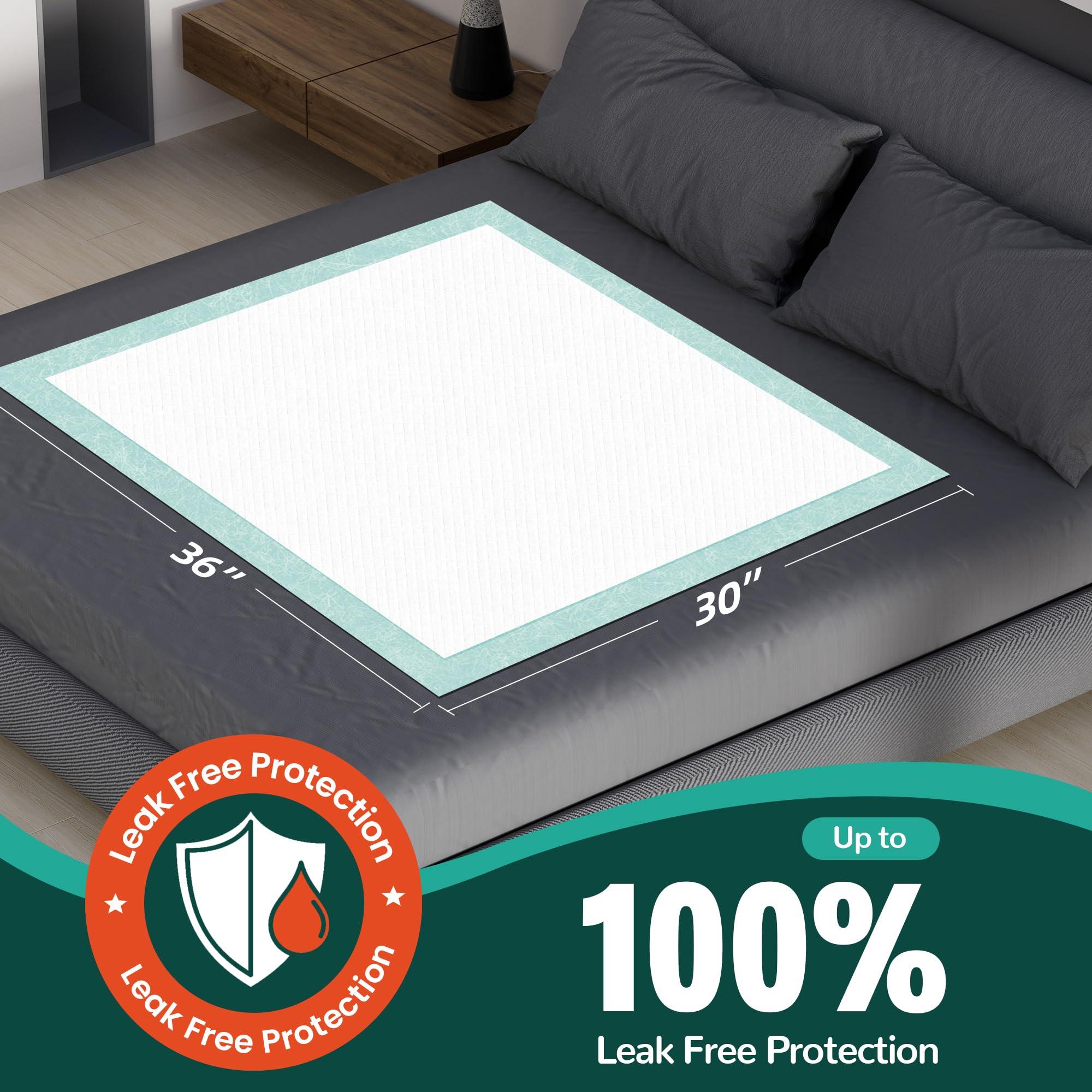 MILDPLUS MILDPLUS Bed Pads with Adhesive Strips 30\'\' X 36\'\' Disposable Underpads Extra Large Thicker Incontinence Pads for Unisex Adult, Senior, Kids and Pet (30 Count)