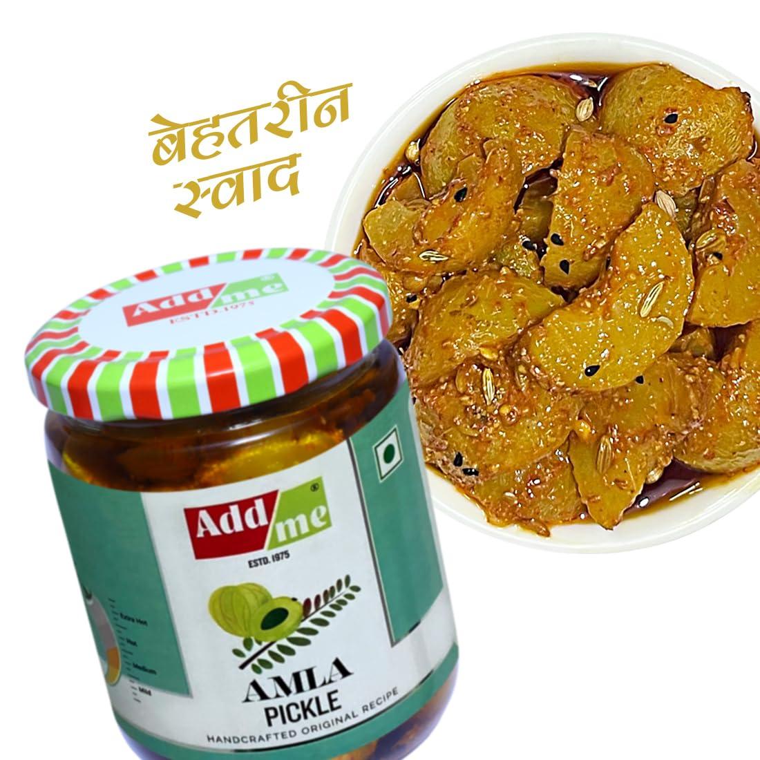 Add me Add me Home Made Amla Pickle Seedless 1Kg Amla ka Achar 500gm + 500gm Glass Jar