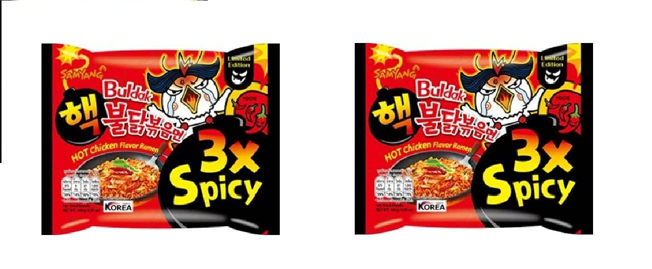 SAMYANG Samyang Hot Chicken 3X Spicy Instant Buldak Noodles Ramen Flavor (140 grams Pack of 2)