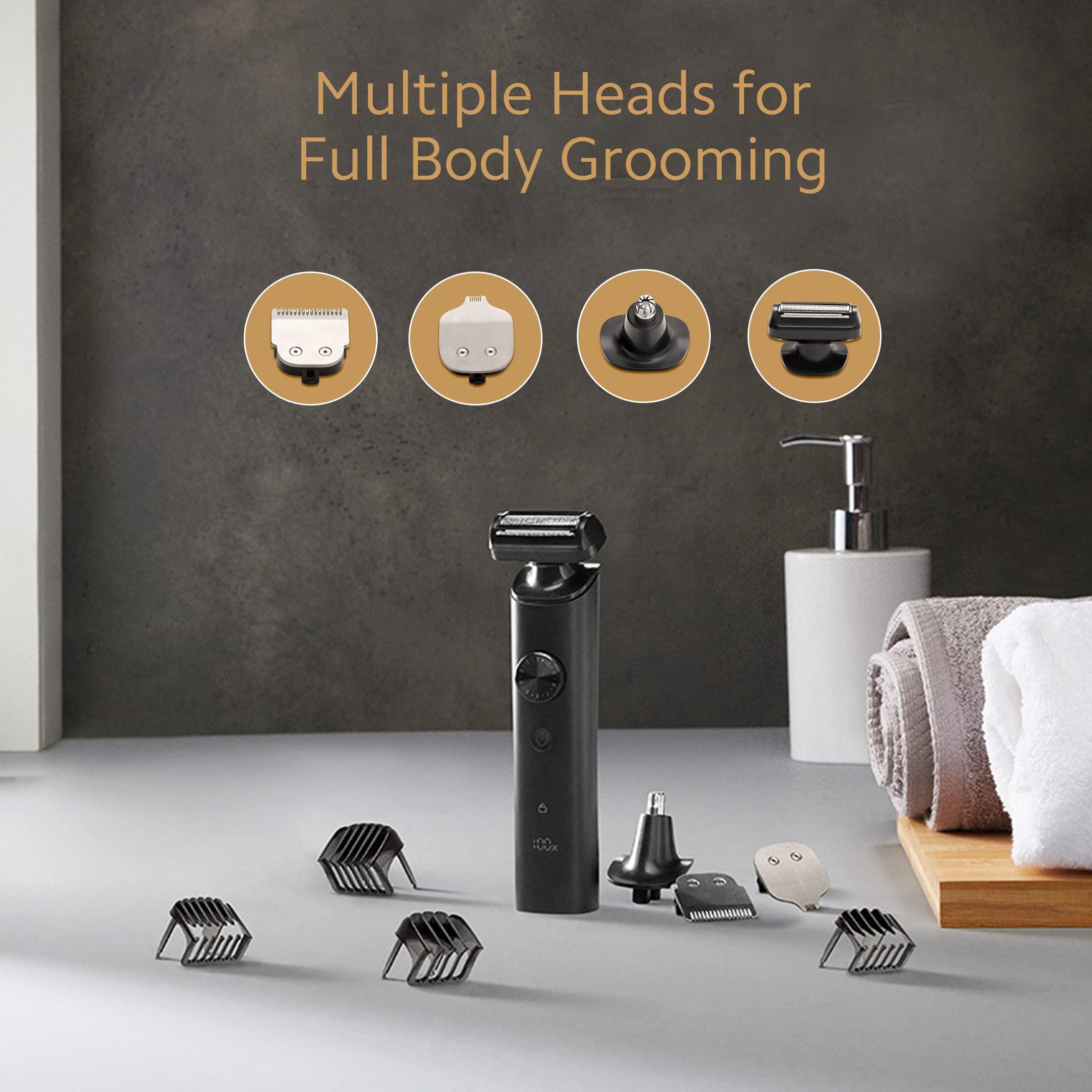 MI Mi Grooming Kit Pro (Trimmer Kit), Face, Hair, Body - All-in-One Professional Styling Trimmer, Body Groomer, Nose & Ear Hair Trimming, Hair Clippers, Beard Combs, Quick Charge & 90 Mins Run Time,Black