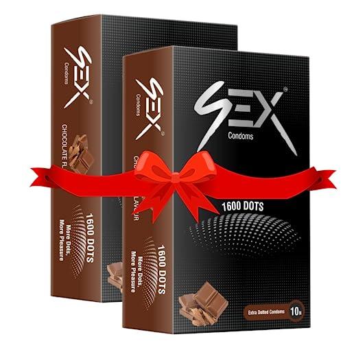 MEDIBAR MEDIBAR More Dots Condoms for Men | Vibe Chocolate ~ First time with (1600 DOTS) For more Last-Long pleasure | 10 Count (Pack of 2)
