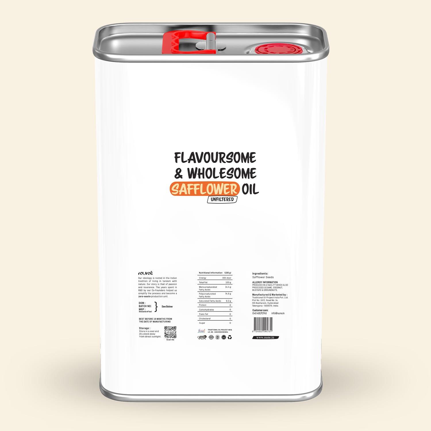 nune Nune Virgin Cold Pressed Safflower - 5 Litre Pure & Certified Cooking Oil