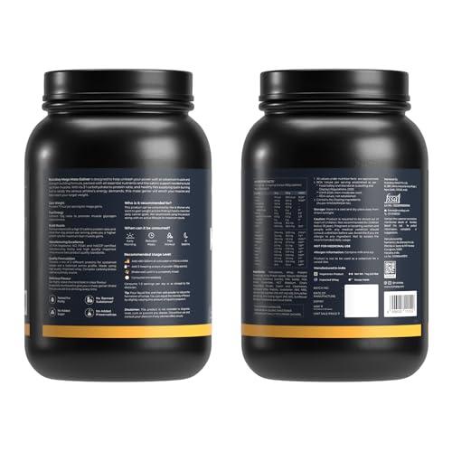 Nutrabay Nutrabay Gold Mega Mass Gainer Powder - 1kg, Vanilla Ice Cream | 100% Veg | 40.8g Protein, 123g Carbs, 711 Calories | Muscle Building & Weight Gainer Supplement for Men & Women