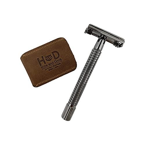 Hide & Drink Hide & Drink, Leather Double Edge Safety Razor Head Protective Sheath/Shaving Travel Cover Handmade Includes 101 Year Warranty :: Single Malt Mahogany