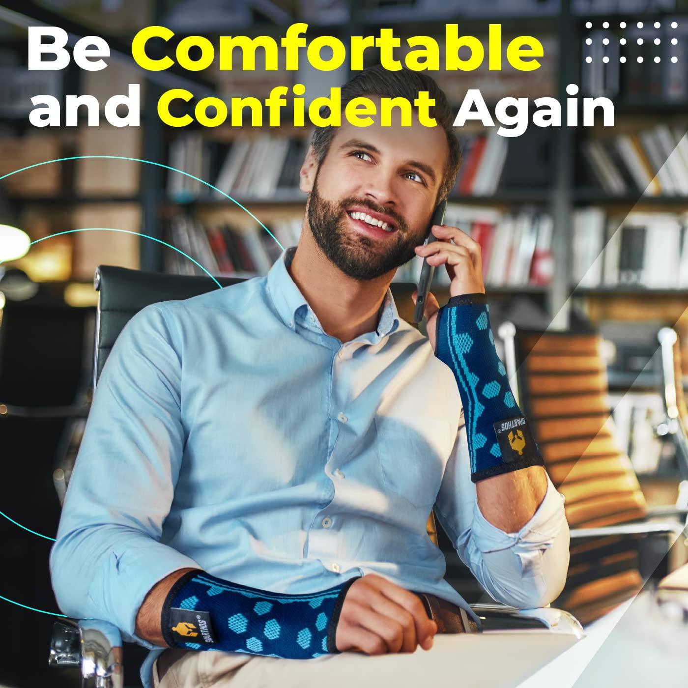 Sparthos Sparthos Wrist Support Sleeves (Pair) - Medical Compression for Carpal Tunnel and Wrist Pain Relief - Wrist Brace for Men and Women (X-Large, Cobalt Blue)