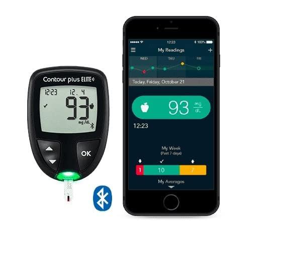 CONTOUR Contour Plus Elite Blood Glucose Monitoring System (with Bluetooth) | Glucometer with 25 Free Test Strips