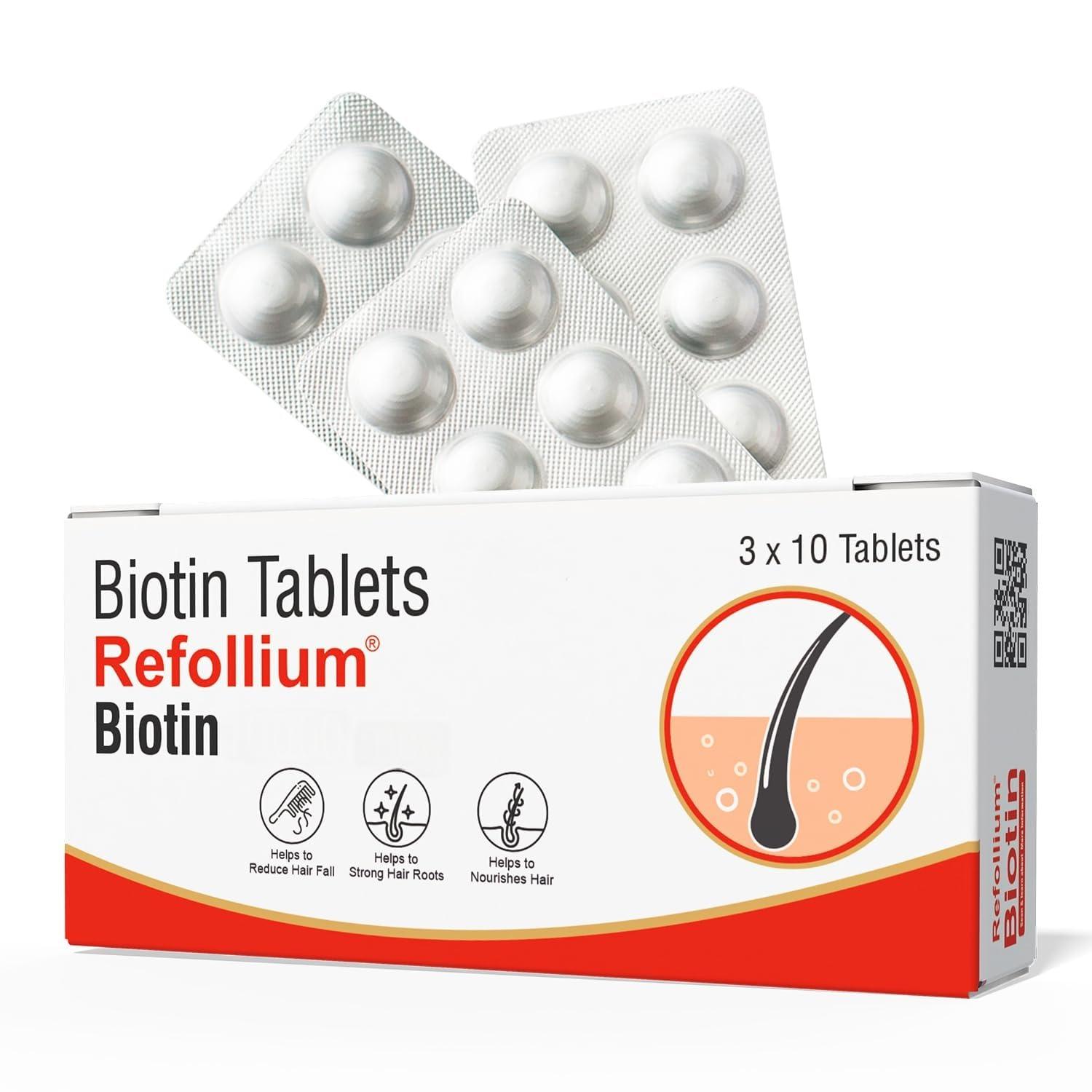 Refollium Refollium Advanced Biotin for Hair Loss and Hair Growth - Hair Vitamin Supplement for Men and Women, 30 Vegan Tablets