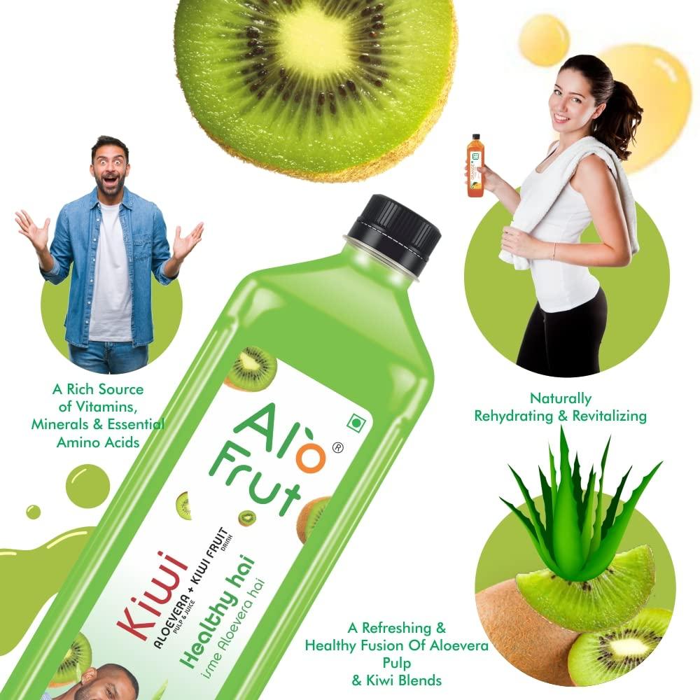 ALO FRUT Alo Frut Kiwi Aloevera Chunks & Juice 150 ml (Pack of 60) - 1 Case | Fruit Juice Mai Aloevera Chunks | Healthy Hai Isme Aloevera Hai | Ready To Serve Drink (Kiwi Aloevera, Pack of 60)