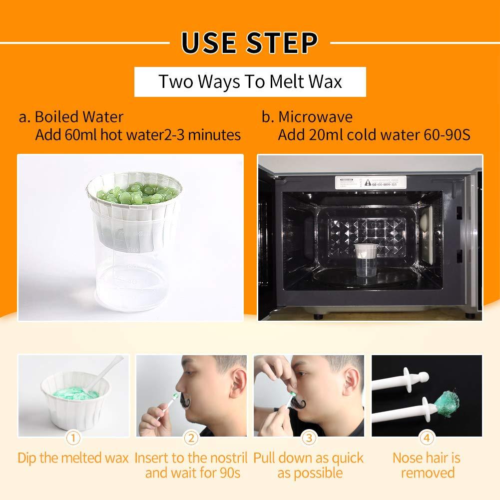 liddy Dance Nose Wax Nose Hair Wax Kit for Men and Women Nose Hair Removal Wax 50g Wax 20 Wax Applicators 10 Nose Wax Pod 1 Measuring Cup 8 Moustache Stencils