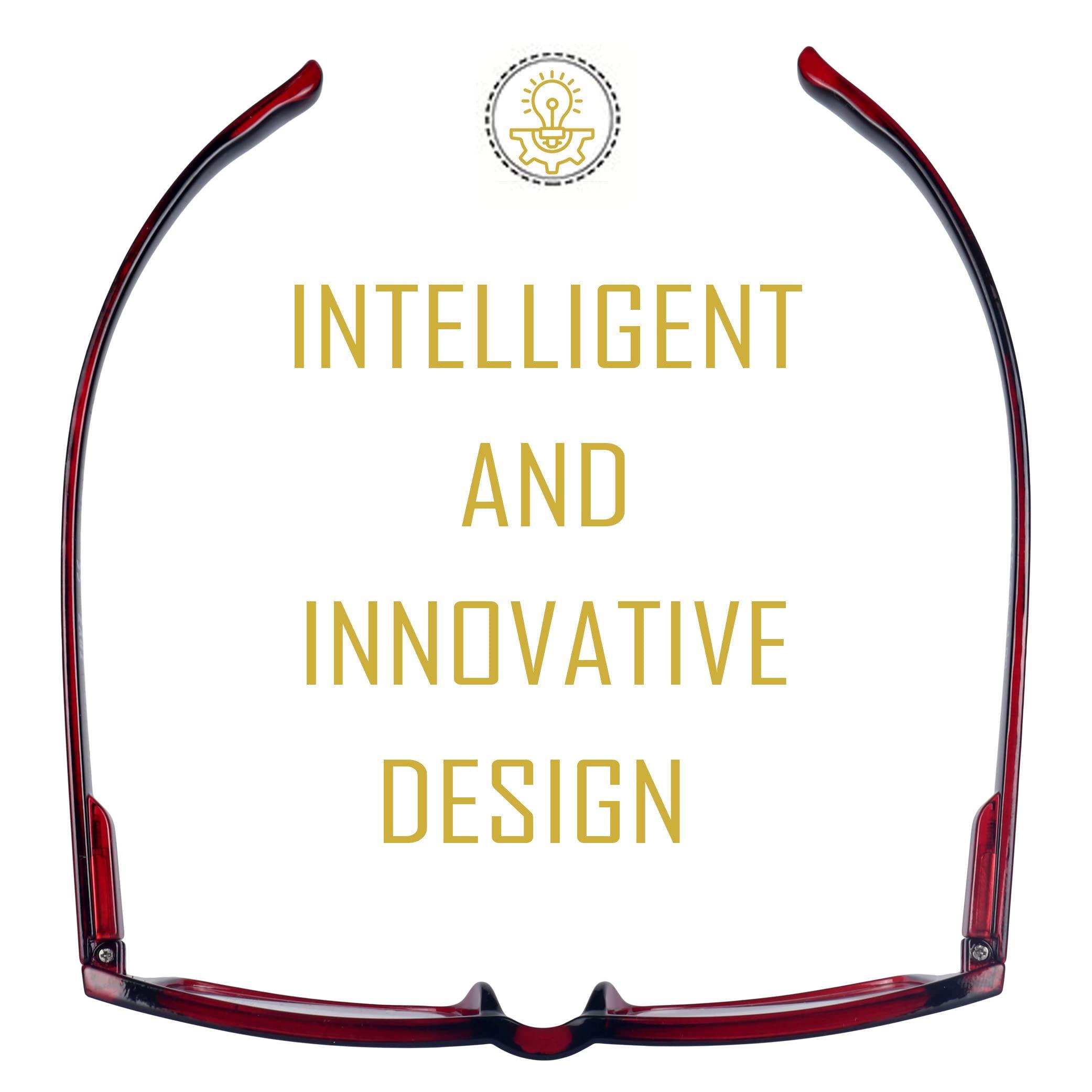 IRYZ IRYZ Long Sides Hang in Neck Rectangular Solid Full Rim Frame Reading Glasses for Men & Women | Medium Red | Near Vision Power +1.0, 1.25, 1.5, 1.75, 2.0, 2.25, 2.5, 2.75, 3.0