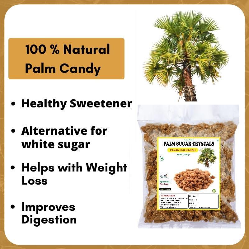 3V PRODUCTS 3V PRODUCTS Natural Palm Sugar Crystals 100g | Palm Candy | Panam kalkandu | Tal Mishri | 100% Natural Healthy Replacement for Sugar | Unprocessed Sweetener | Gluten Free, Non-GMO | Chemical Free