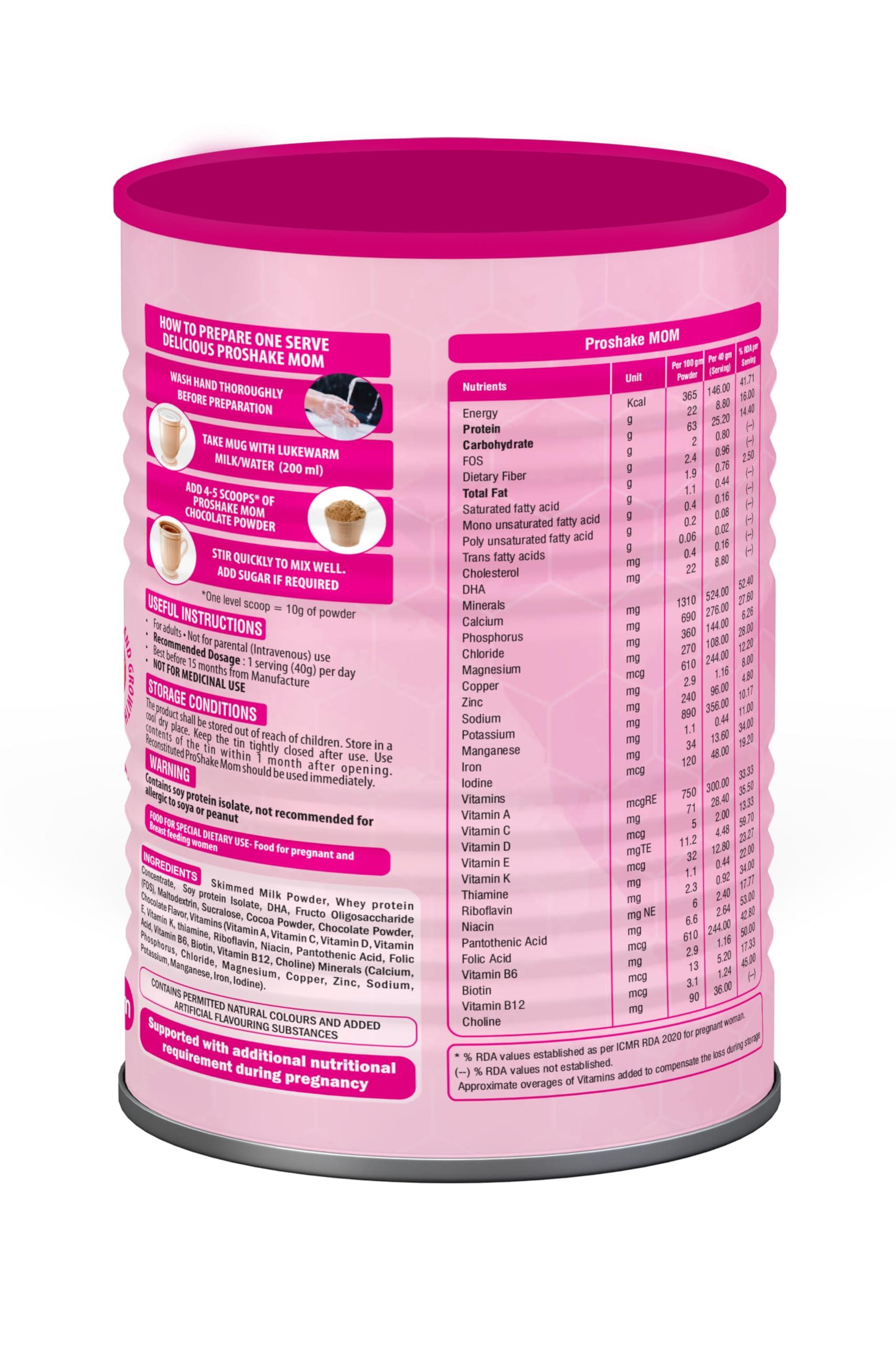 Proshake ProShake Mom 200gm | Health and Nutrition Drink for Pregnent and Lactating Women, Chocolate Flavor, Pack of 200 gm, Tin