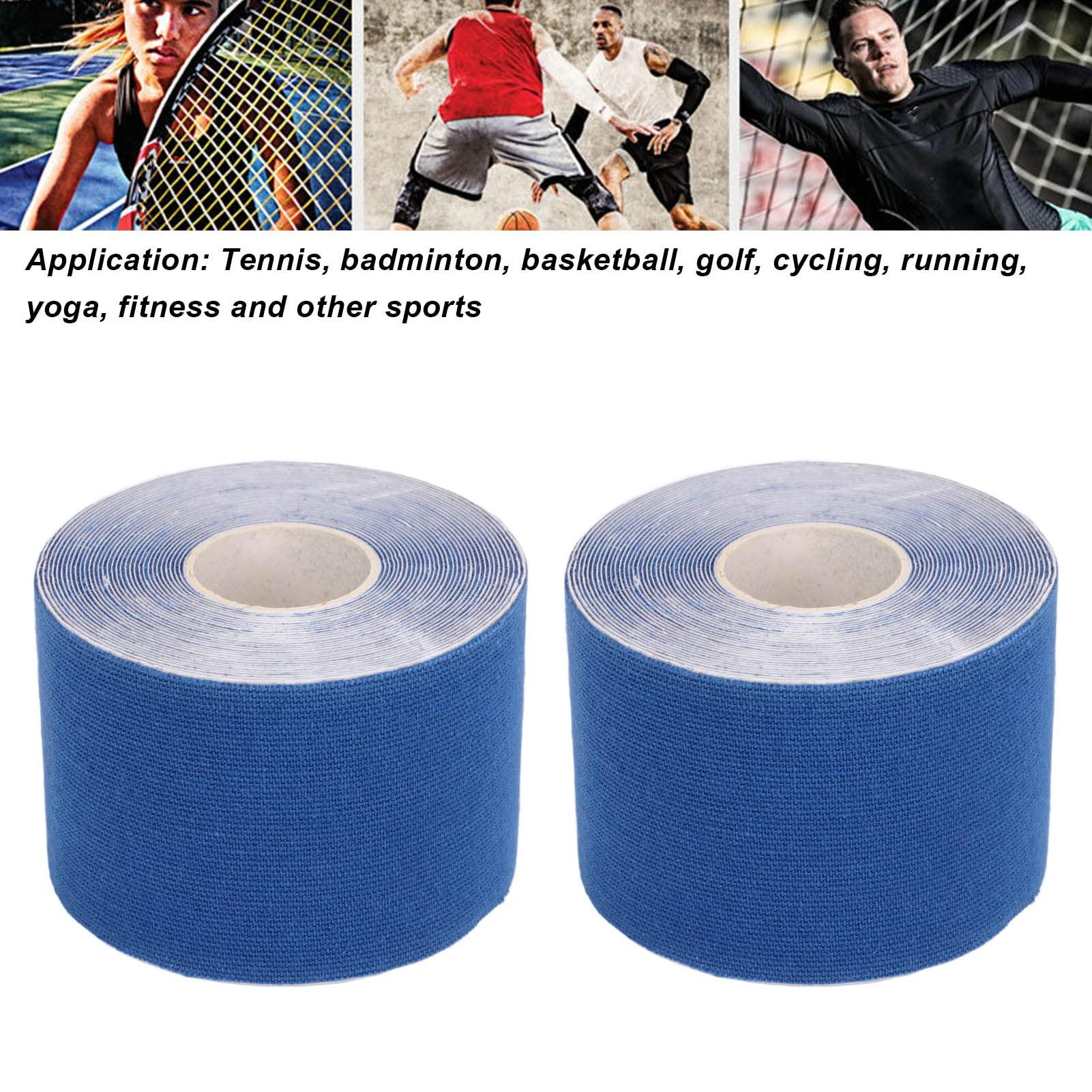 HAIBING Sports Recovery Tape Grid Back 5m Length 5cm Width 2pcs Athletic Kinesiology Tape for Badminton (Dark Blue)