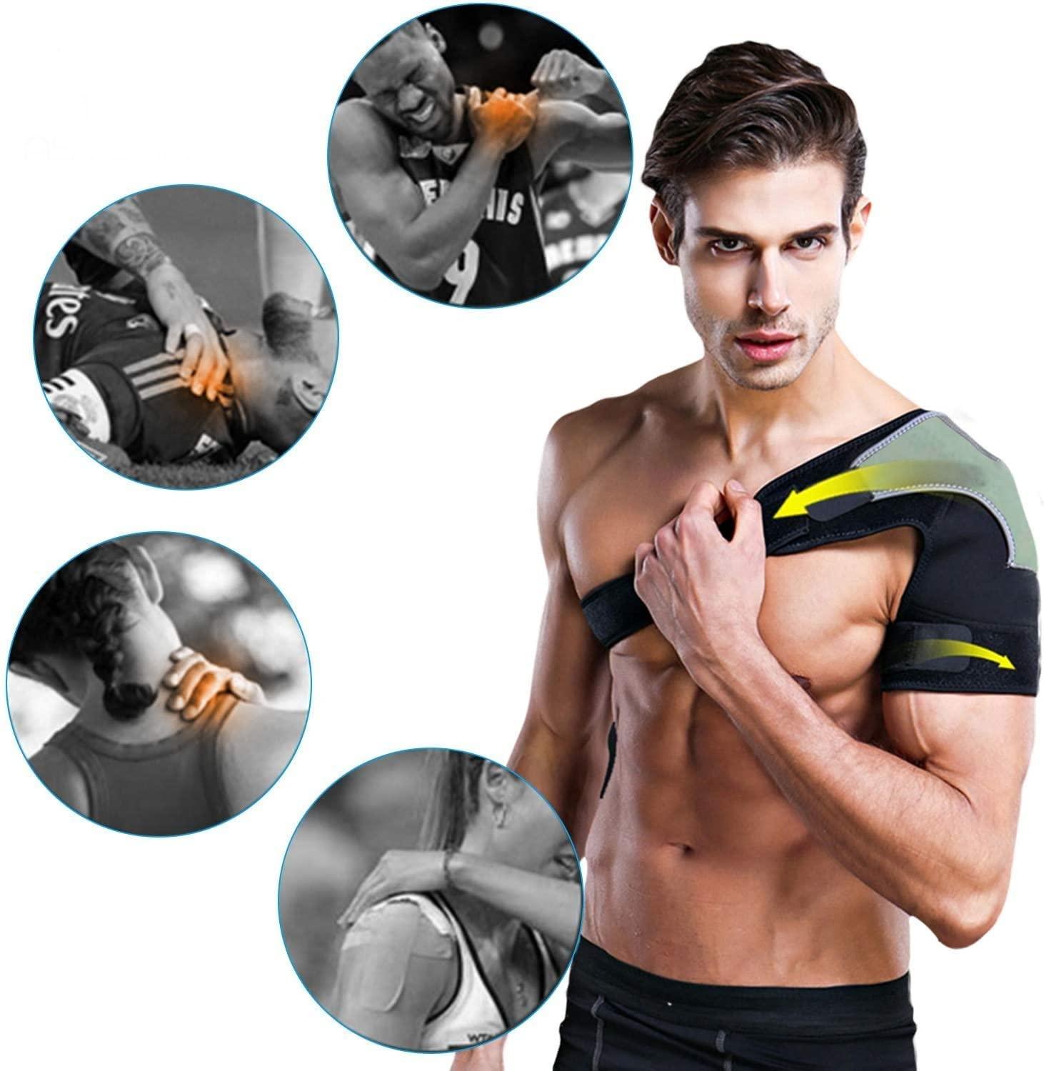 serveuttam Serveuttam Shoulder Support Belt for Men and Women | Shoulder Support for Rotator Cuff, Dislocated AC Joint, Labrum Tear, Shoulder Pain, Shoulder Compression Sleeve (Black n Grey)