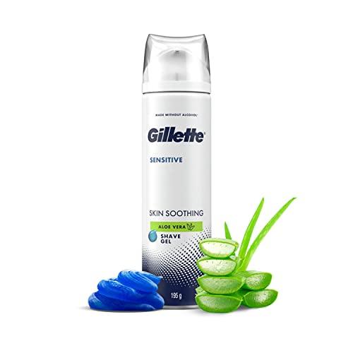 Gillette GILLETTE SENSITIVE SHAVING GEL SOOTHING WITH ALOE VERA| 195g & Gillette Vector Plus Manual Shaving Razor, 1 Pc