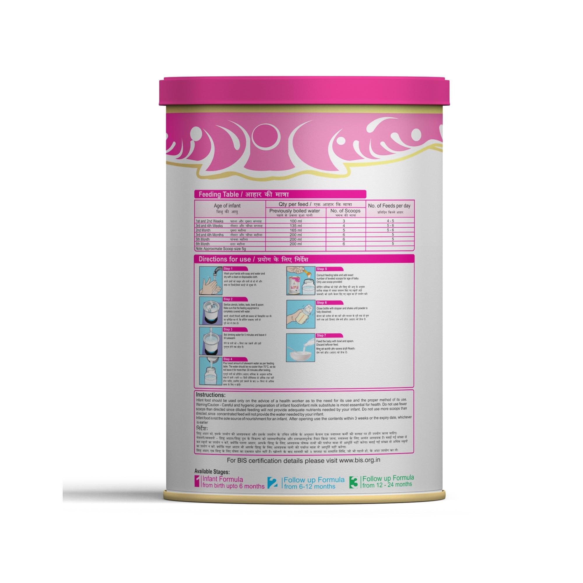 BRITISH LIFE SCIENCES PVT LTD ; Nutrition For A He BRITISH LIFE SCIENCES MMS - Infant Formula for 0-6 Months Old | Stage 1 Essential Infant Milk Formula for Overall Development for Babies/Toddlers | Nutritious Milk Drink Powder for Infants, 400 g