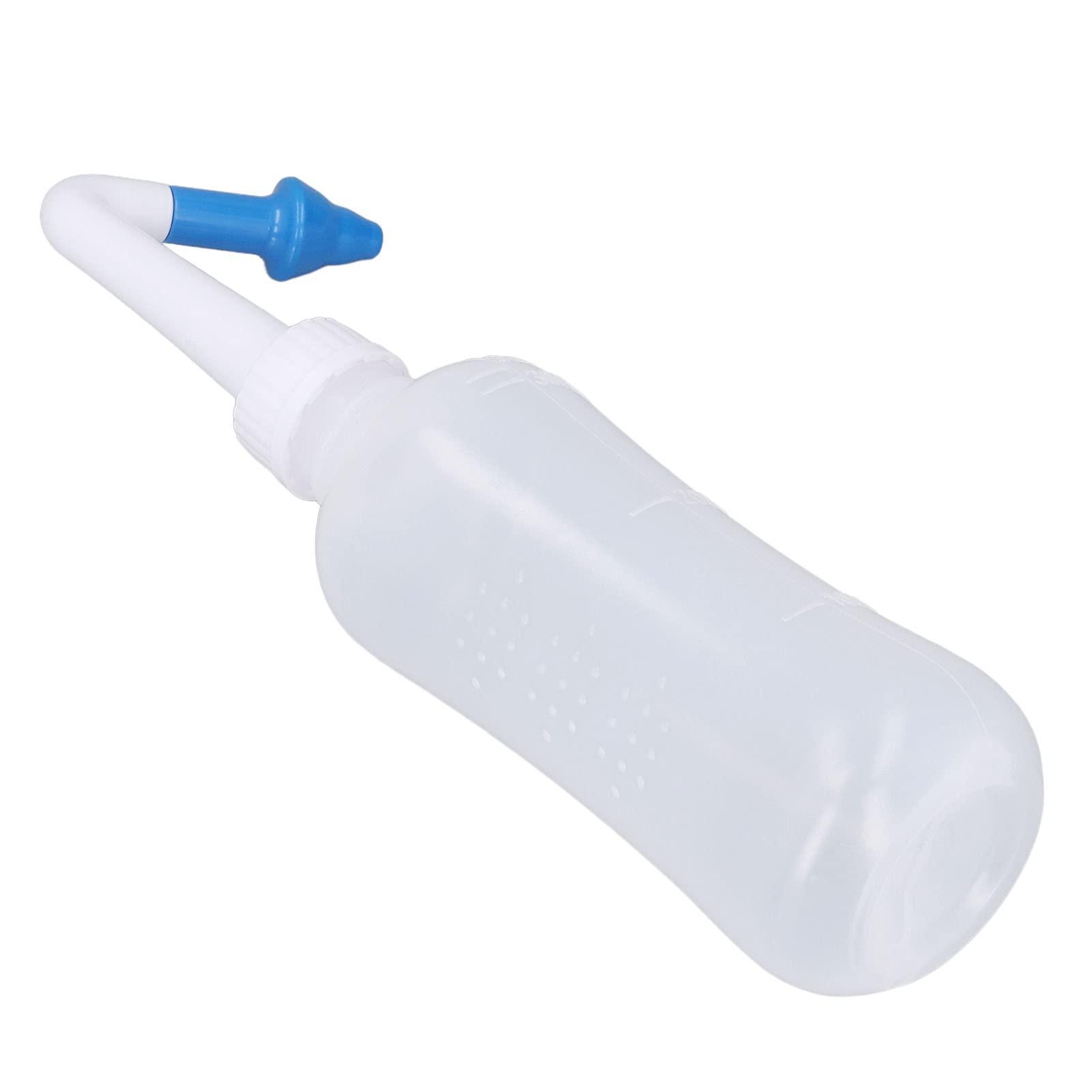 Kufoo Nose Rinse Bottle, Professional Portable Transparent Nasal Wash Bottle ABS Soothing Stream for Home (Blue Nose with One Hole)