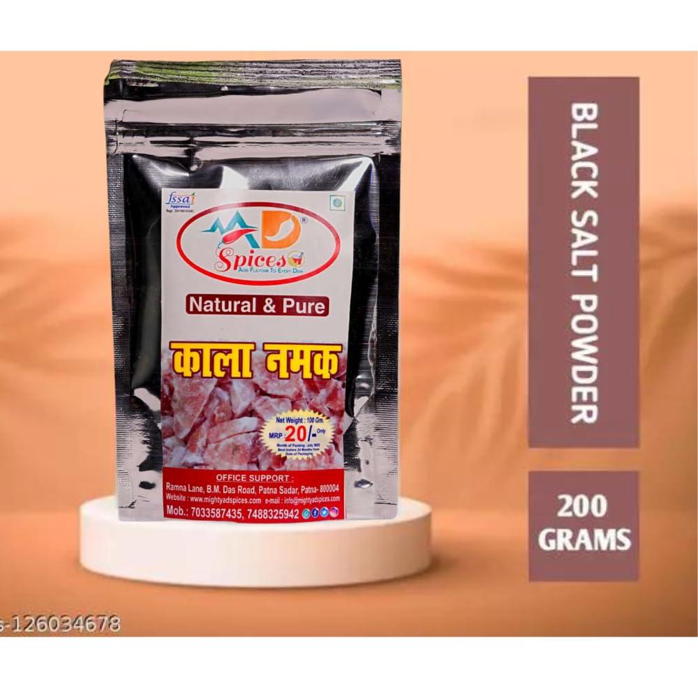 AD SPICES AD SPICES Natural & Pure Black Salt Powder | Kala Namak | Sanchal Powder | Zero added Colours, Fillers, Additives & Preservatives 100G (pack of 5)