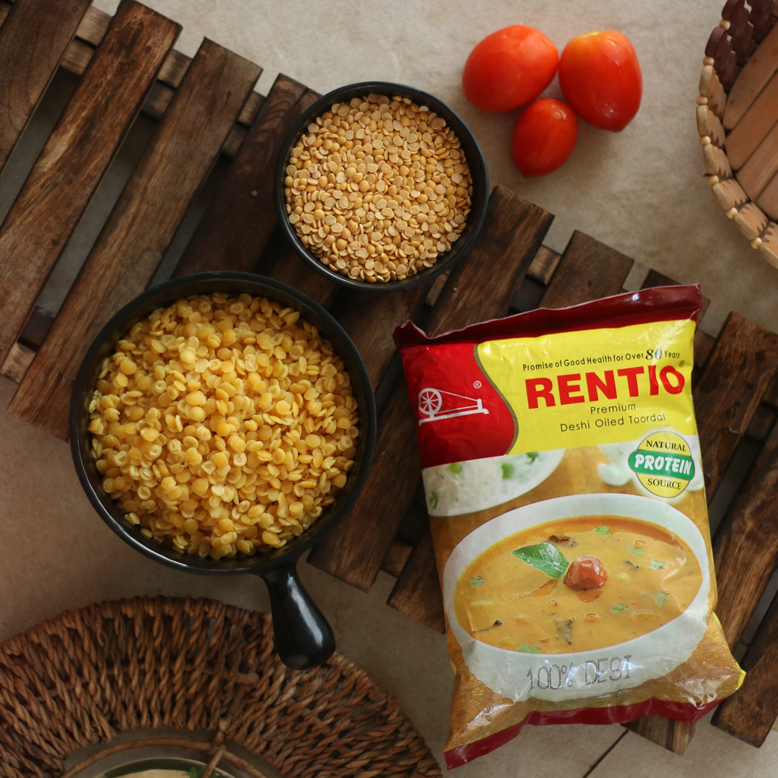 RENTIO Rentio Premium Desi Toor Dal | Oiled Toor Dal | Arhar Dal 2kg Pantry | Oily Toor Dal