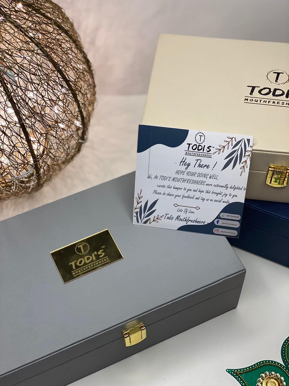 TODIS Todis Blue Luxury Box, Corporate Gift Hamper, Traditional and Tasty Indian Mouth Freshener, After-Meal Digestive Snack without Supari, Hygienically Packed.