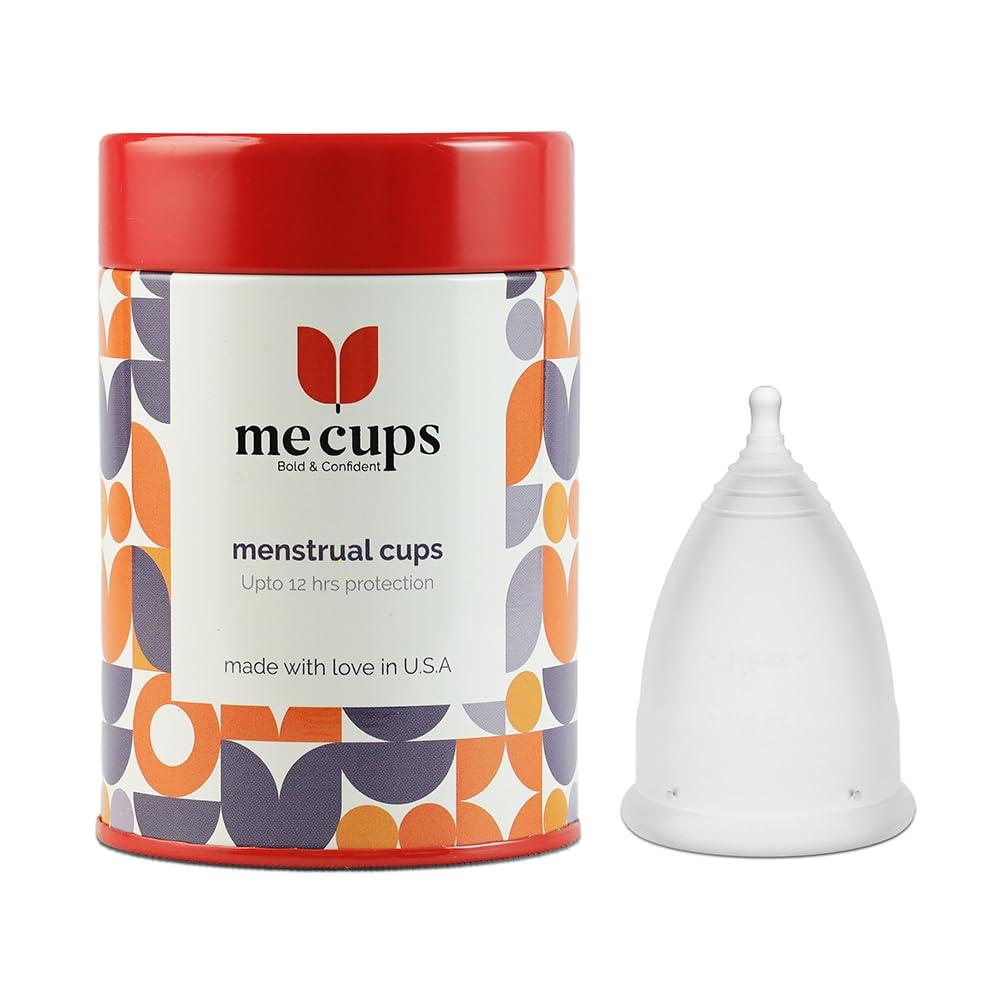 Me Cups Bold & Confident Me Cups Bold & Confident Reusable Menstrual Cup For Women Made in U.S.A - With Cotton Pouch, Ultra Soft, Odour and Rash Free, Leakage Proof, Protection for Up to 12 Hours (MID-MEDIUM)