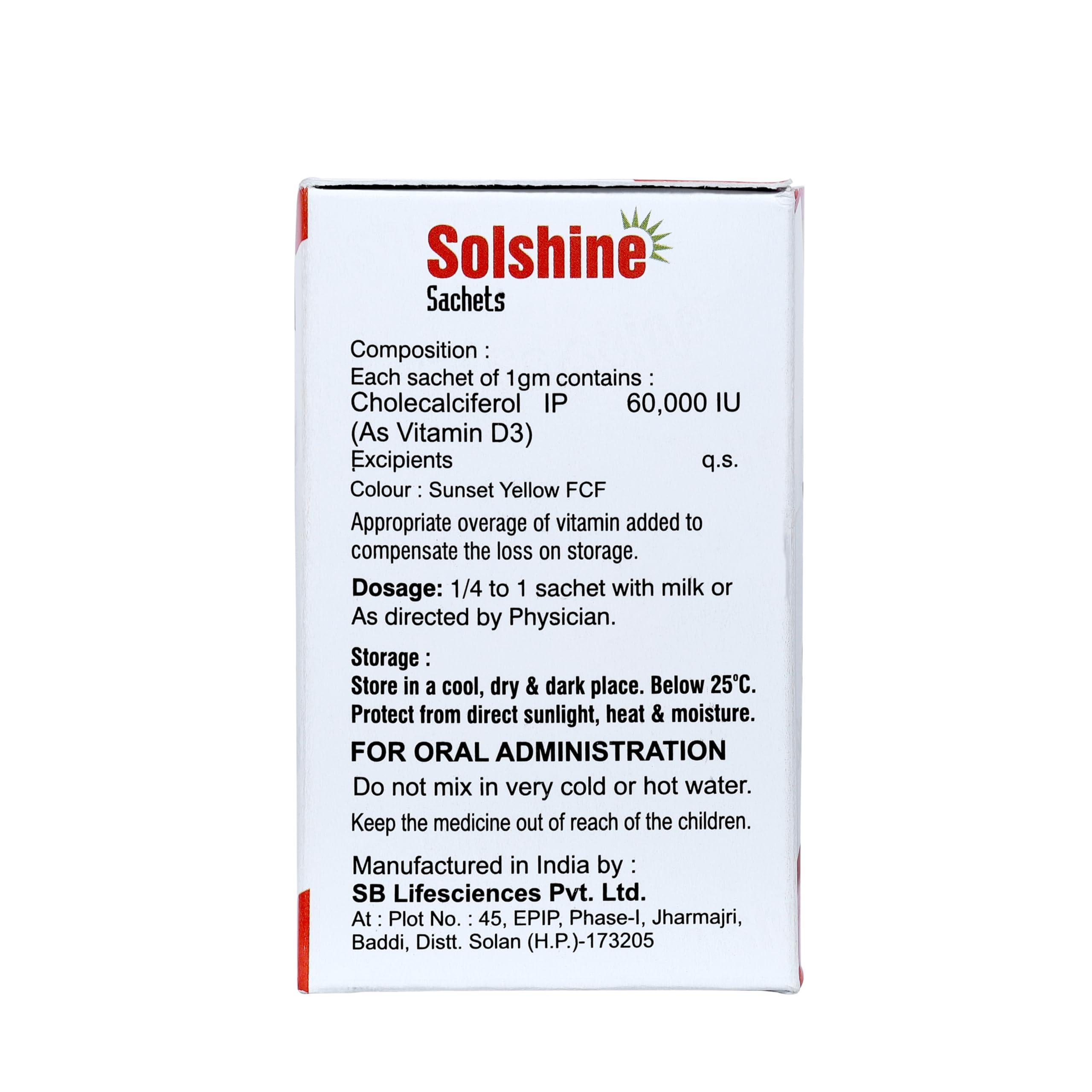 Generic Reticals Vitamin D3 Sachet for Strong Bones, Muscles, Immune System, Cholecalciferol Vitamin D3 Powder Supplement, Pack of 20 Sachet