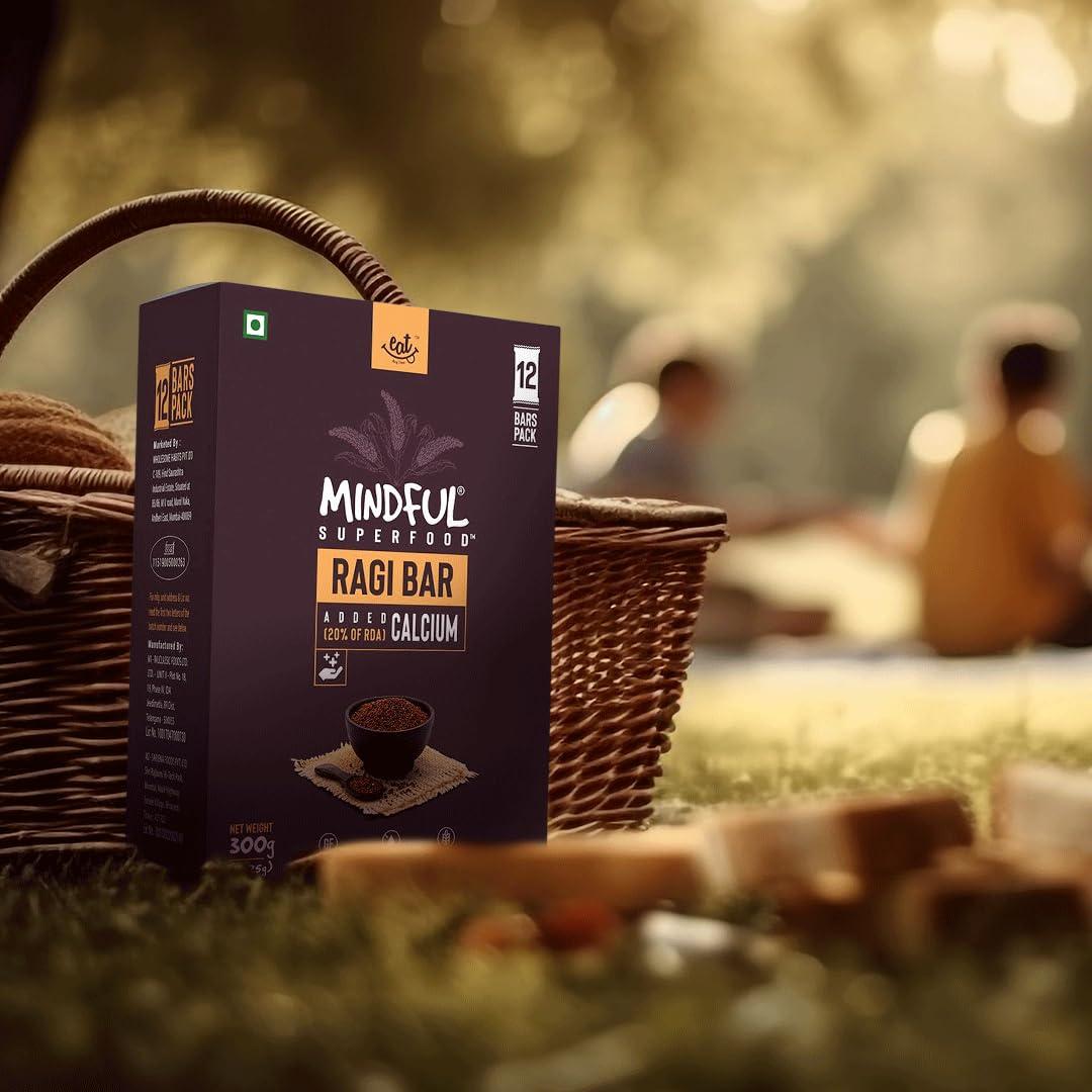 EAT Anytime Eat Anytime Mindful Healthy Energy Ragi Bar | Gluten Free & High Fiber | Energy Bar Sugar Free | High Protein Bar | Healthy Bar & Breakfast Protein Bar | Ragi Bar/Energy Bar - 600gm(24pcs of 25gm)