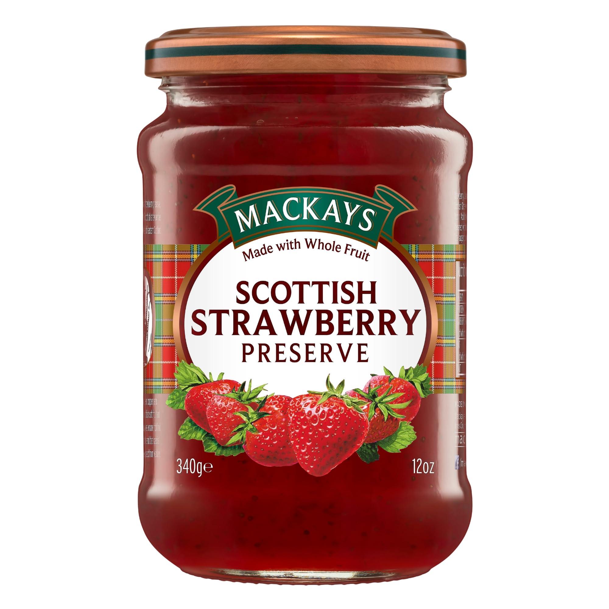 Mackays Mackays Scottish Strawberry Preserve Jam For Bread | Made In Small Batches | Vegan | No Artificial Color And Flavor | Gluten Free | Made With Whole Fruits - 340gm