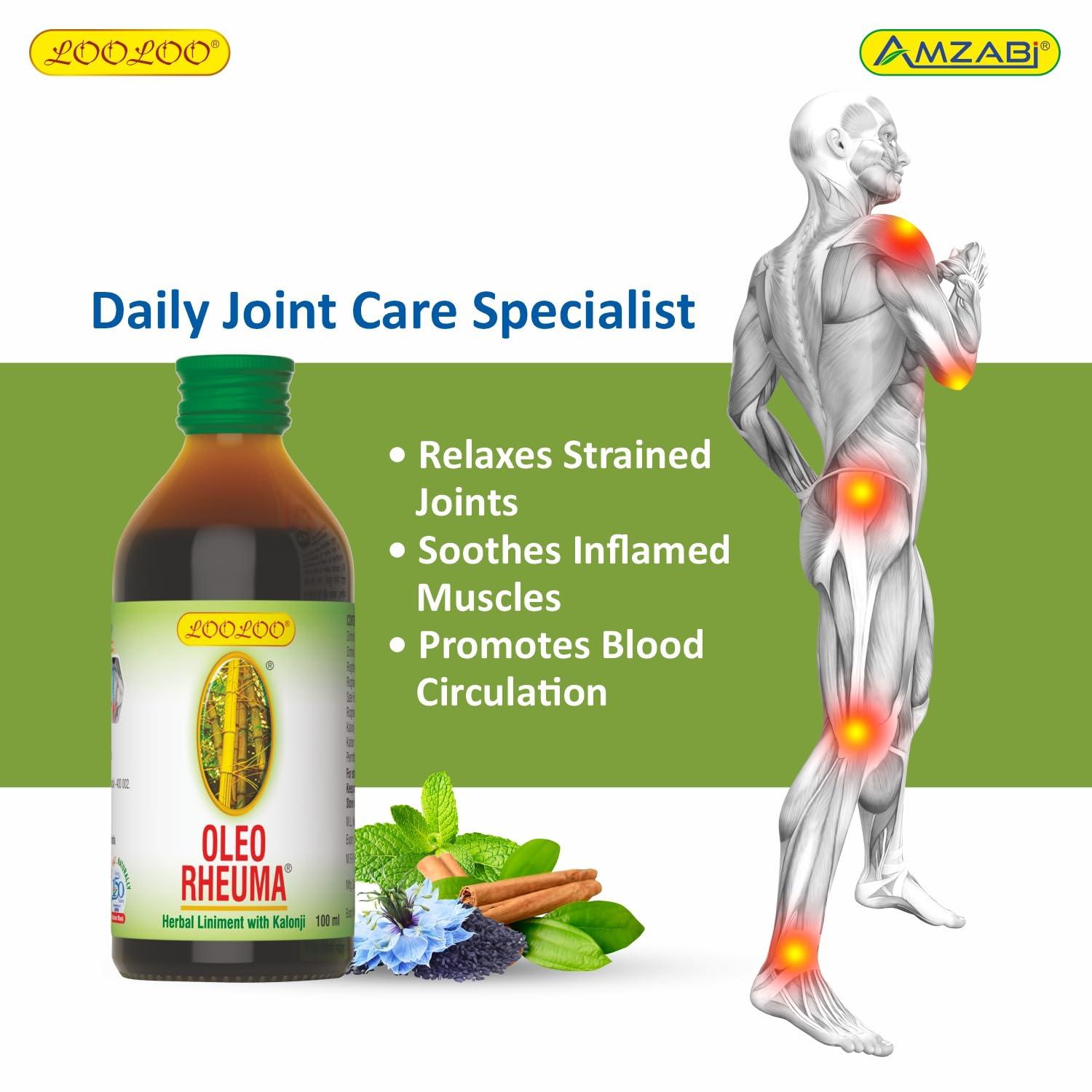 LooLoo LooLoo Oleo Rheuma Herbal Liniment - 100ml | Kalonji, Cinnamon, Clove, Mint & Mustard Oil