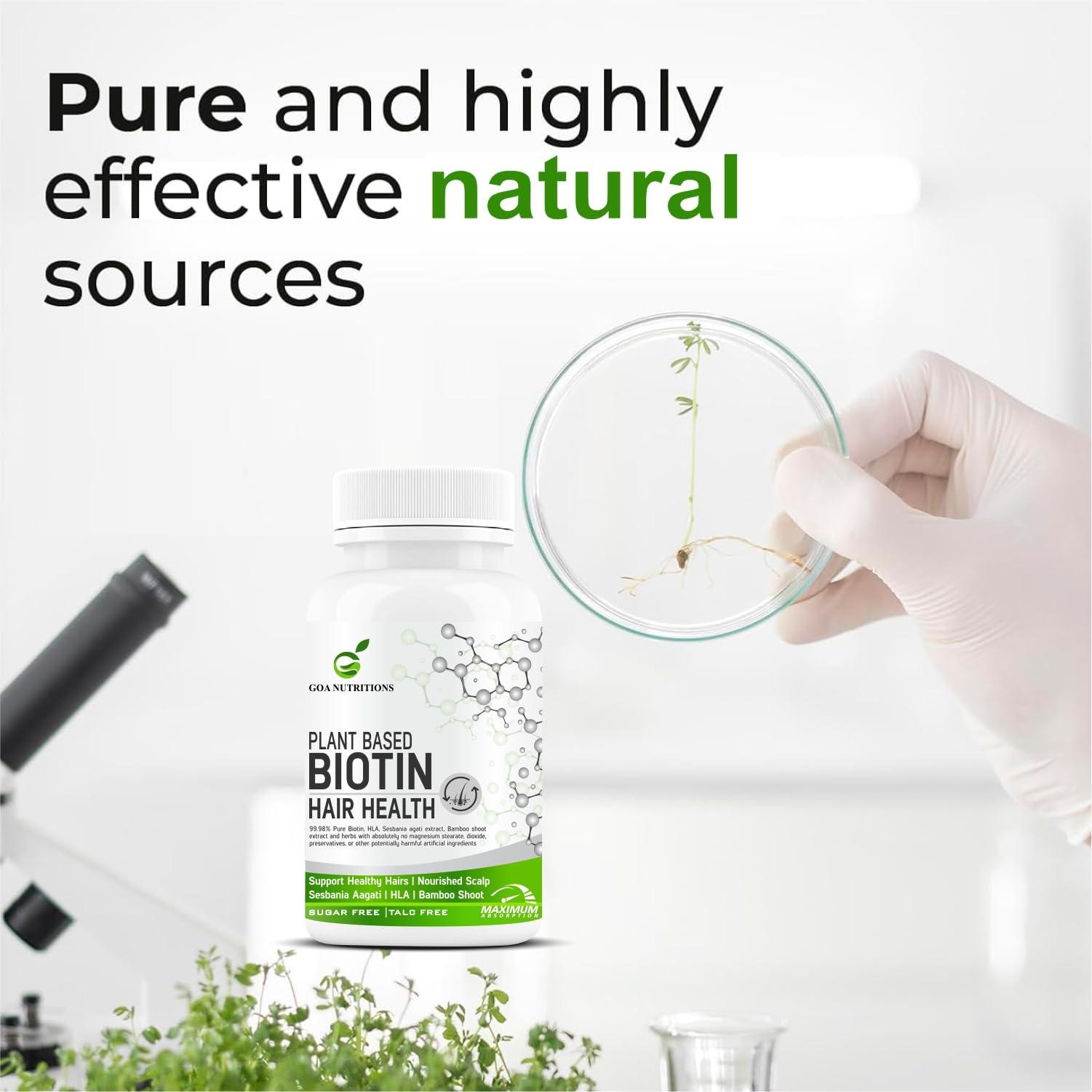 GOA NUTRITIONS GOA NUTRITIONS Biotin Tablets For Hair Growth With Vitamins E, C Plus 10000mcg Sesbania Supplements Advanced DHT Blocker Dandruff, Hair fall Control Supplement For Men & Women-60 Tablet (Pack 1)