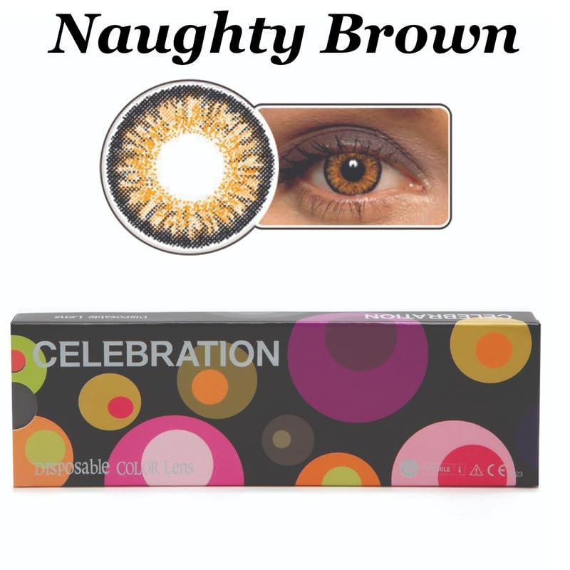 CELEBRATION COLORS CELEBRATION COLORS Weekly Contact Lenses - Pack of 5 Pairs, Color Mystery Hazel, Optical Power -2.25