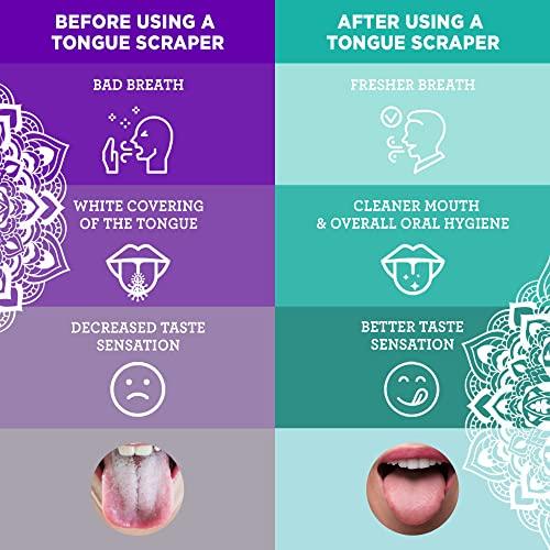 GuruNanda Guru Nanda Stainless Steel Tongue Scraper (Pack of 2), Fights Bad Breath, Medical Grade 100% Stainless Steel, Great for Oral Hygiene, Tongue Cleaner for Adults and Kids