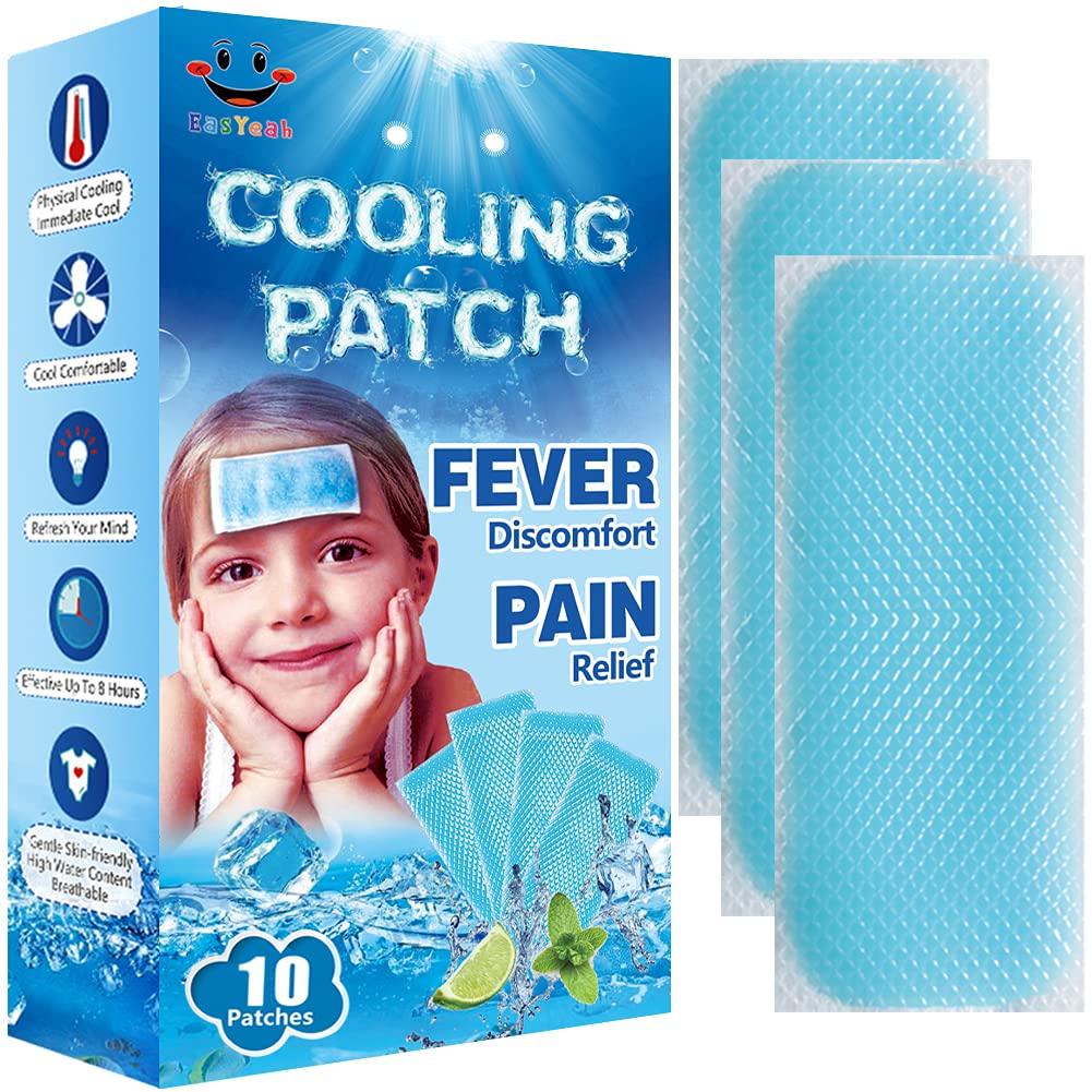 EASYEAH EasYeah Kids Cooling Patches for Fever Discomfort & Pain Relief, Cooling Relief Fever Reducer, Soothe Headache Pain, Pack of 10