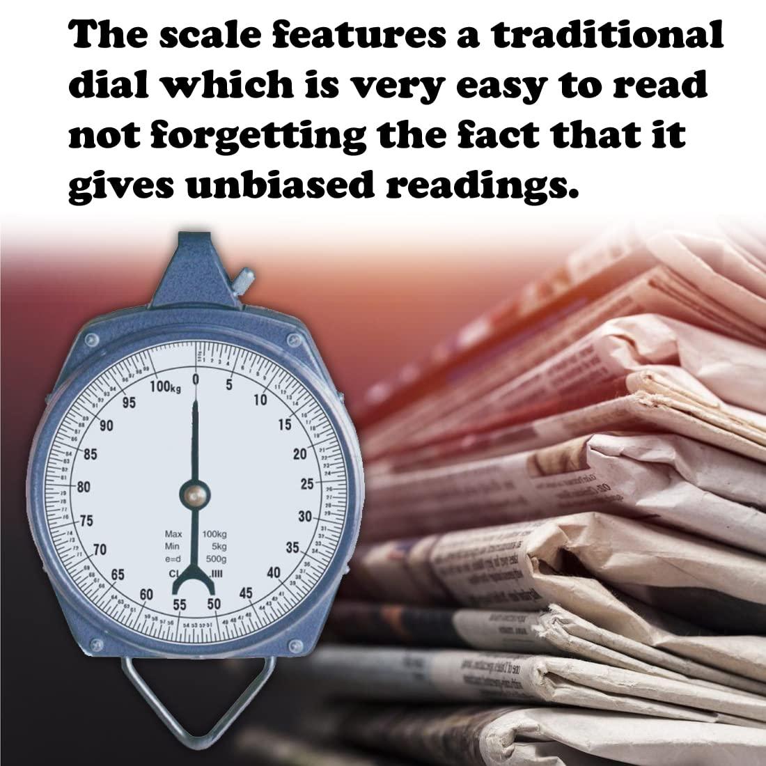 Priya Creation Priya Creation Manual Hanging 100 Kg Weighing Scale Machine Easy To Read Display | Kata 100Kgs Commercial Weight Scale, Analog Scale, Non-Electronic Scale, 100kg Capacity Scale (Grey)