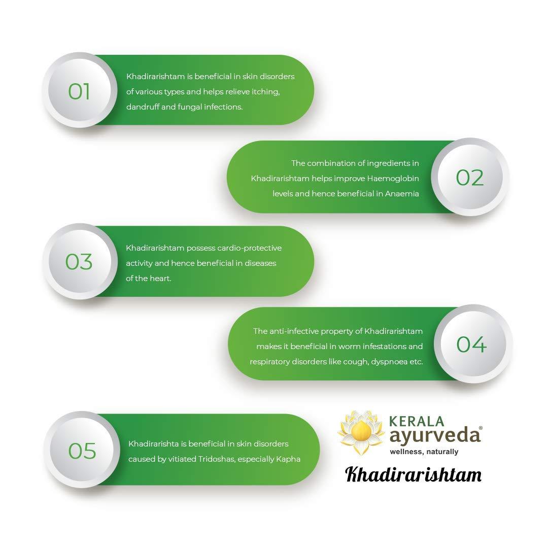 KERALA ayurveda Kerala Ayurveda Khadirarishta 450ml | Herbal Blood Purifier | For Acne Relief | Tonic For Sensitive Skin | For Pimple Free Skin | Blood Purifier for Glowing x Pack of 3