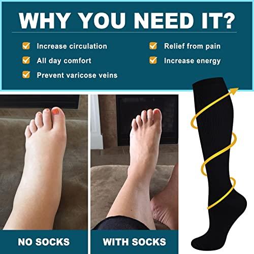 Iseasoo Iseasoo 6 Pairs Compression Socks for Women & Men Circulation,20-30 mmHg Nursing Socks Best for Running,Athletic,Hiking,Travel(Small/Medium)