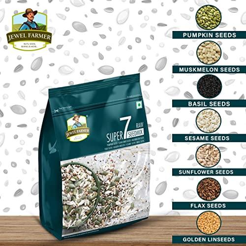 JEWEL FARMER JEWEL FARMER Raw Super 7 Seedmix with Pumpkin Seeds, Sunflower Seeds, Muskmelon Seeds, Flax Seeds, Golden Linseeds, Sesame Seeds, Basil Seeds (250g)