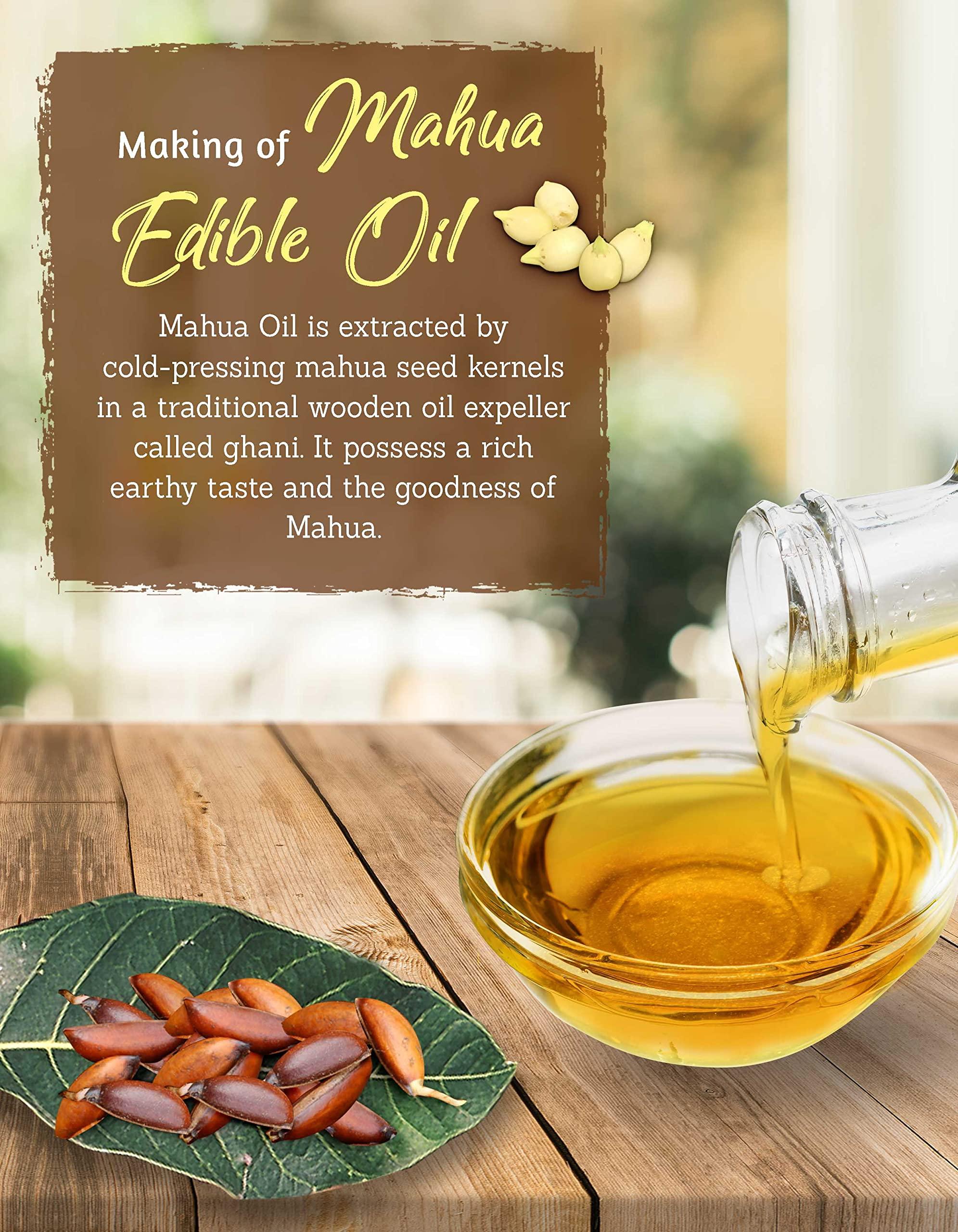 Rural Treasures Mahua Oil Edible | Pure Cold Pressed Mahuwa (Madhuca) Cooking Oil | Improve Digestion & Heart Rate | No Chemicals | No Preservatives | Freshly Extracted from Mahua Seeds | 250 ml