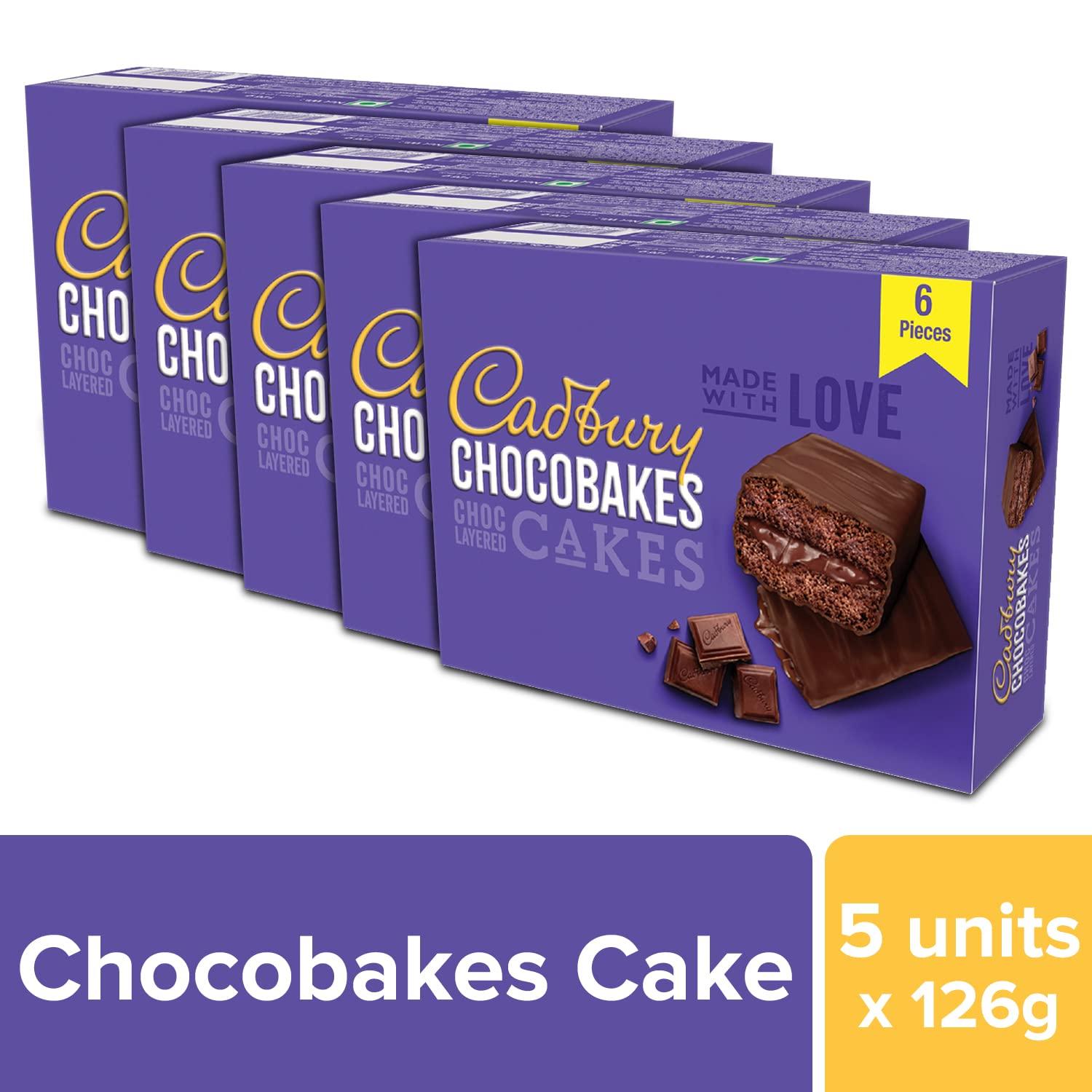 Cadbury Cadbury Chocobakes Chocolate Cake Large (Pack Of 5), 630 Grams